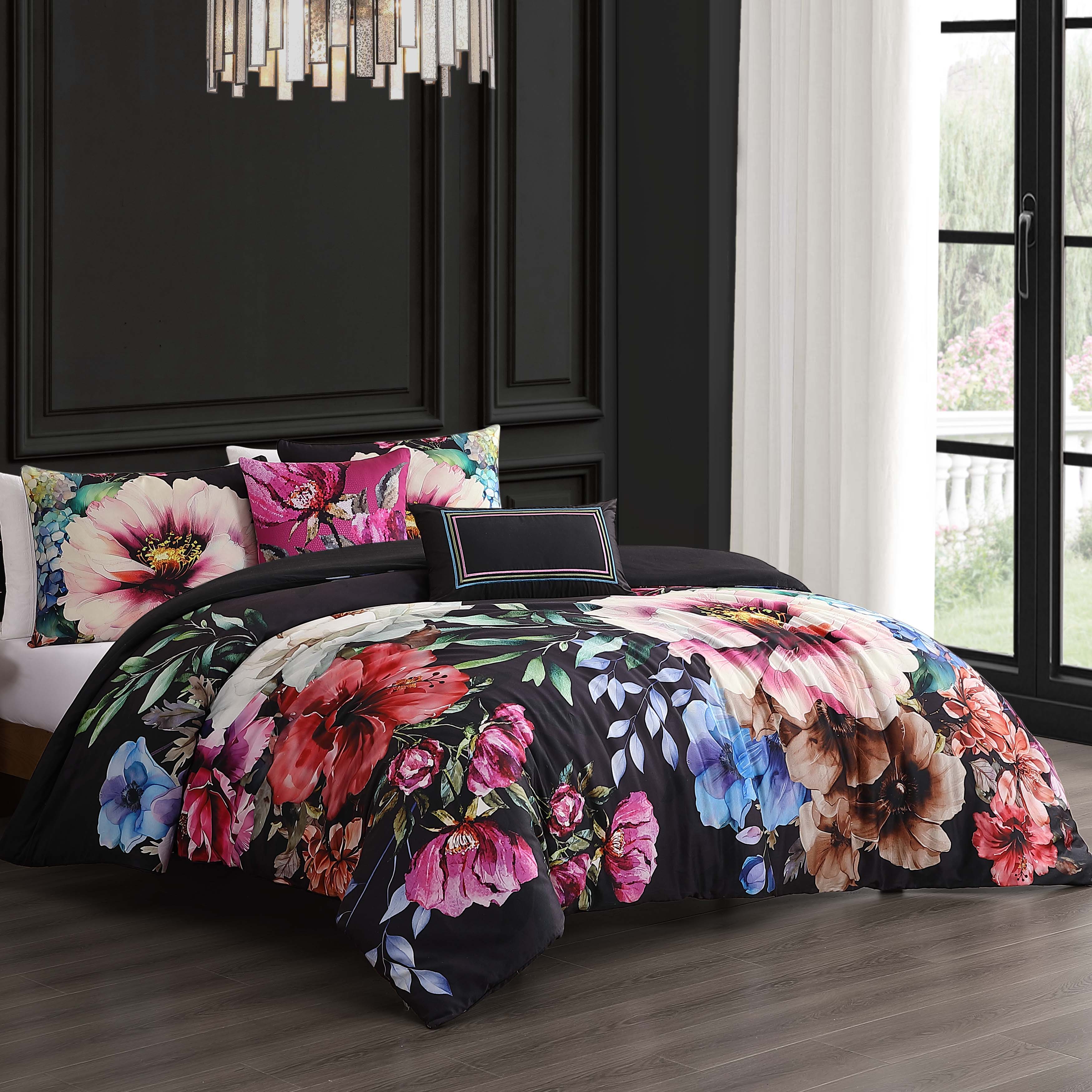 Bebejan Black Night Poppies 5 Piece Reversible Comforter Set Comforter Sets By Bebejan®