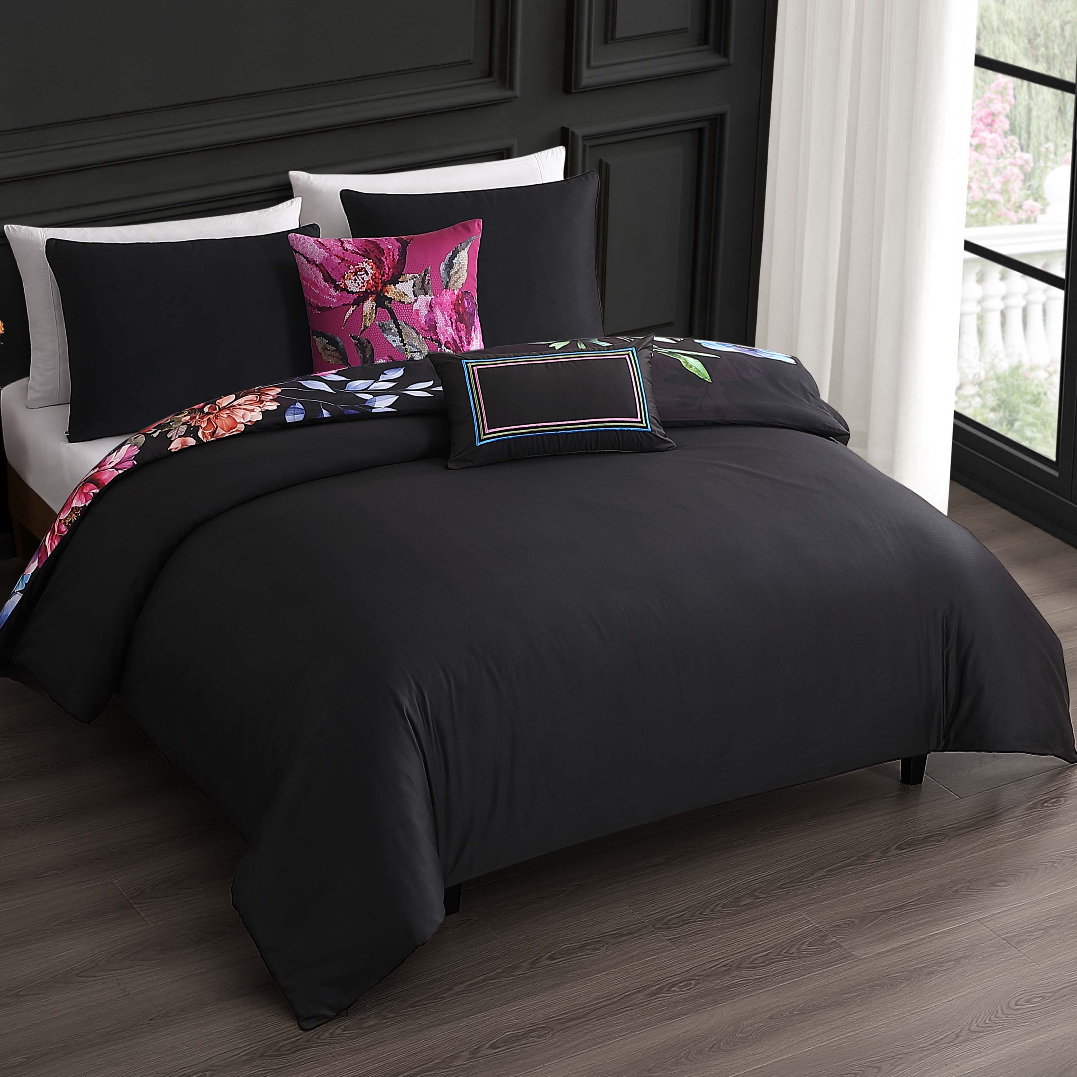 Bebejan Black Night Poppies 5 Piece Reversible Comforter Set Comforter Sets By Bebejan®