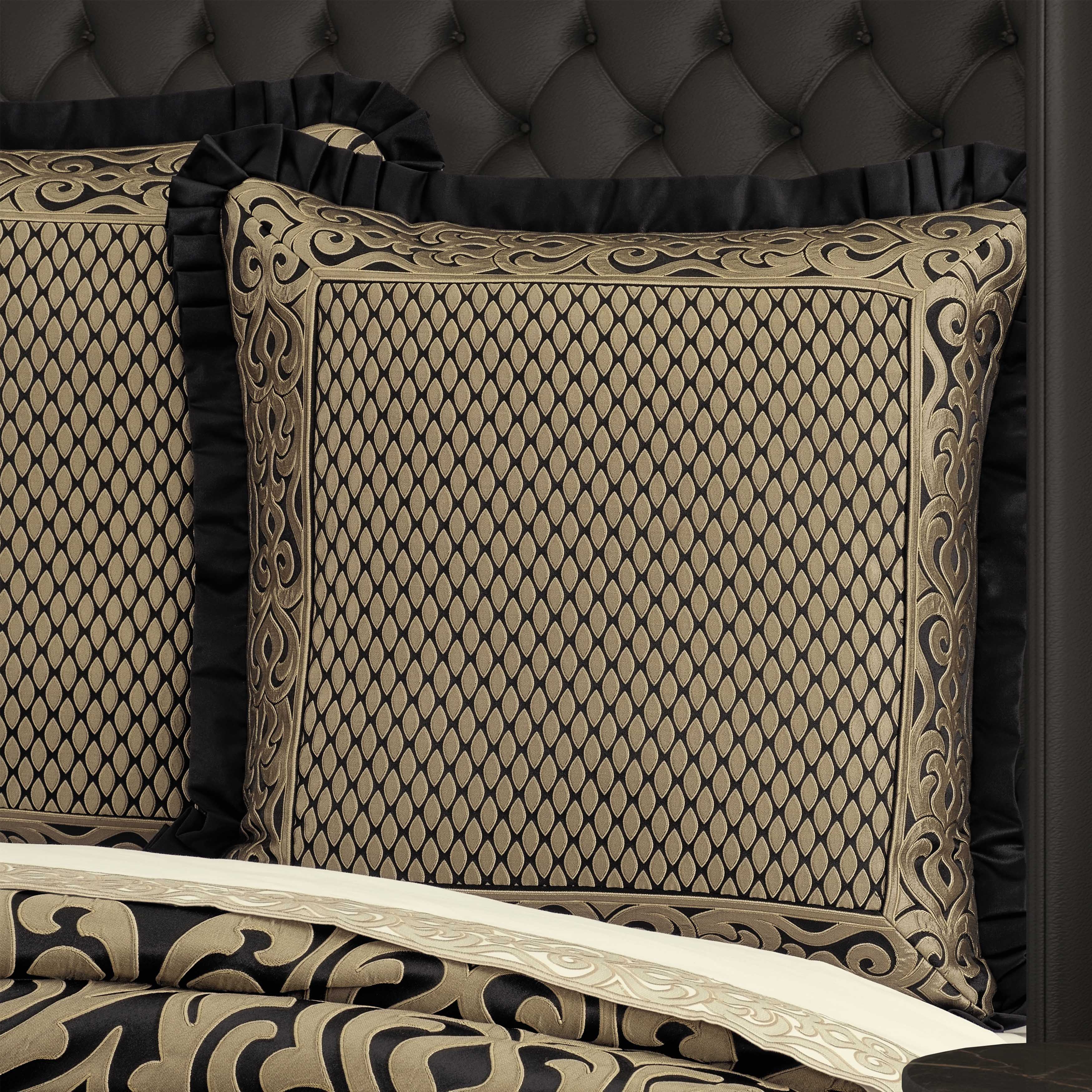 Bolero Black and Gold Euro Sham Euro Sham By J. Queen New York