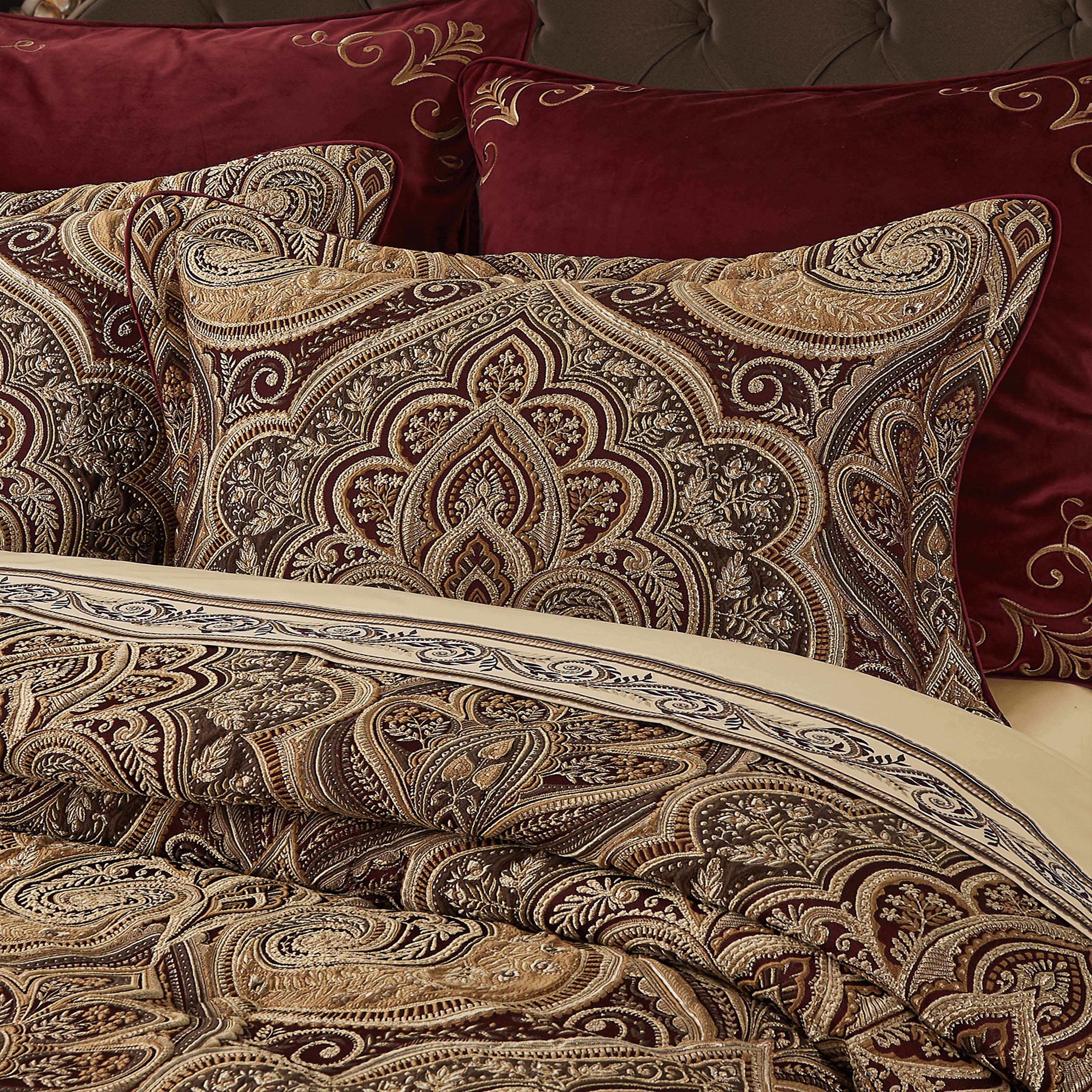 Bordeaux Crimson 4 Piece Comforter Set Comforter Sets By J. Queen New York