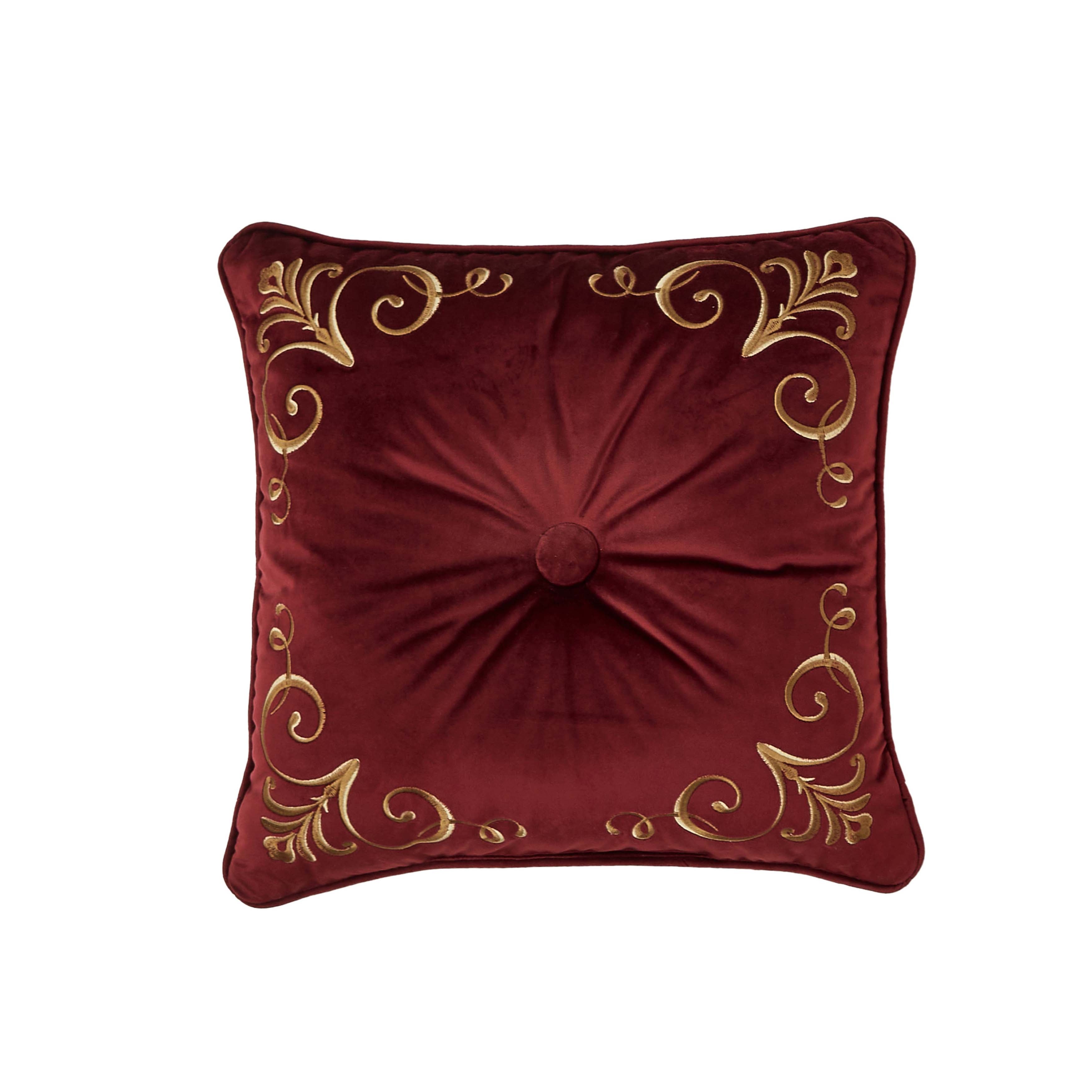 Bordeaux Crimson Square Decorative Throw Pillow 18" x 18" Throw Pillows By J. Queen New York