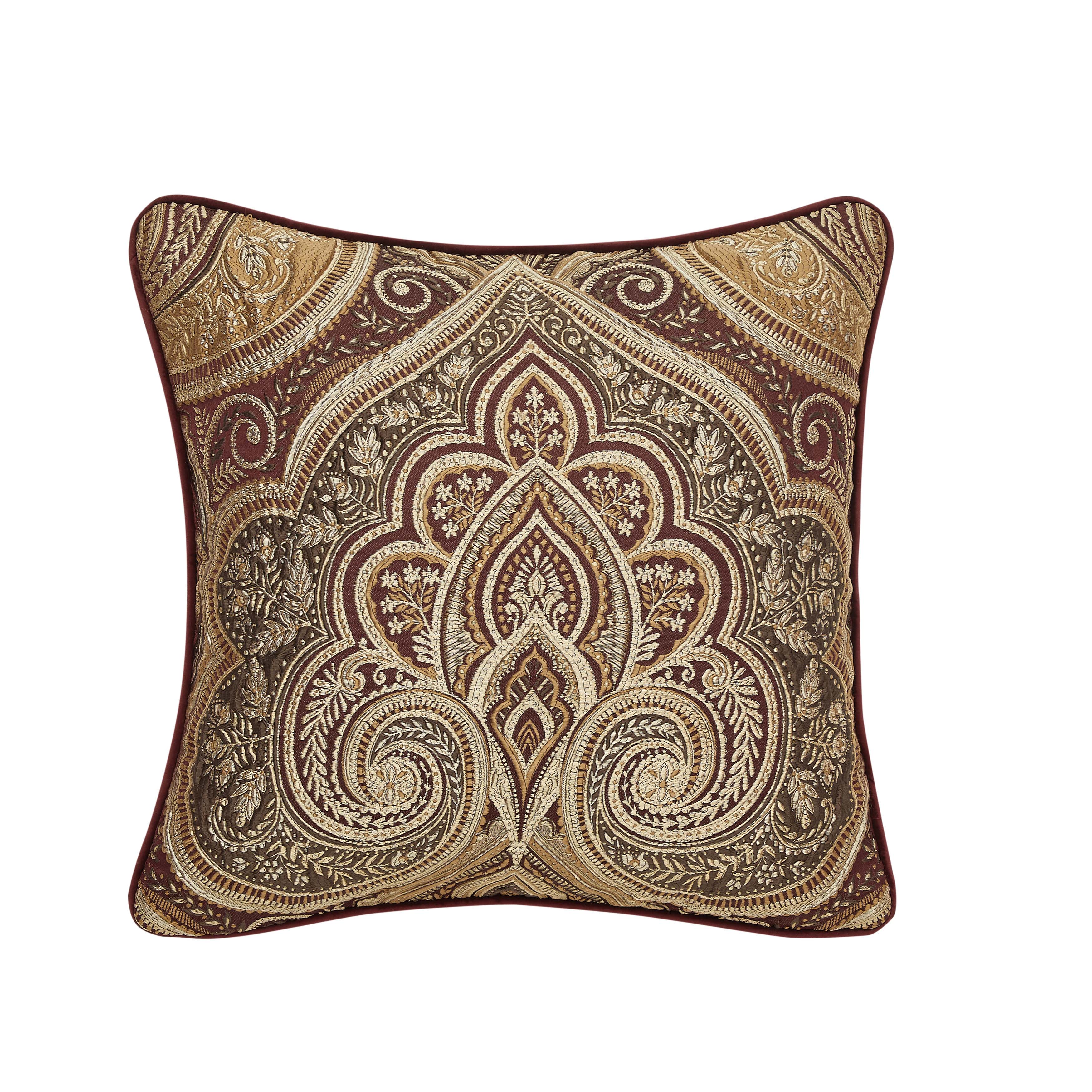 Bordeaux Crimson Square Decorative Throw Pillow 20" x 20" Throw Pillows By J. Queen New York