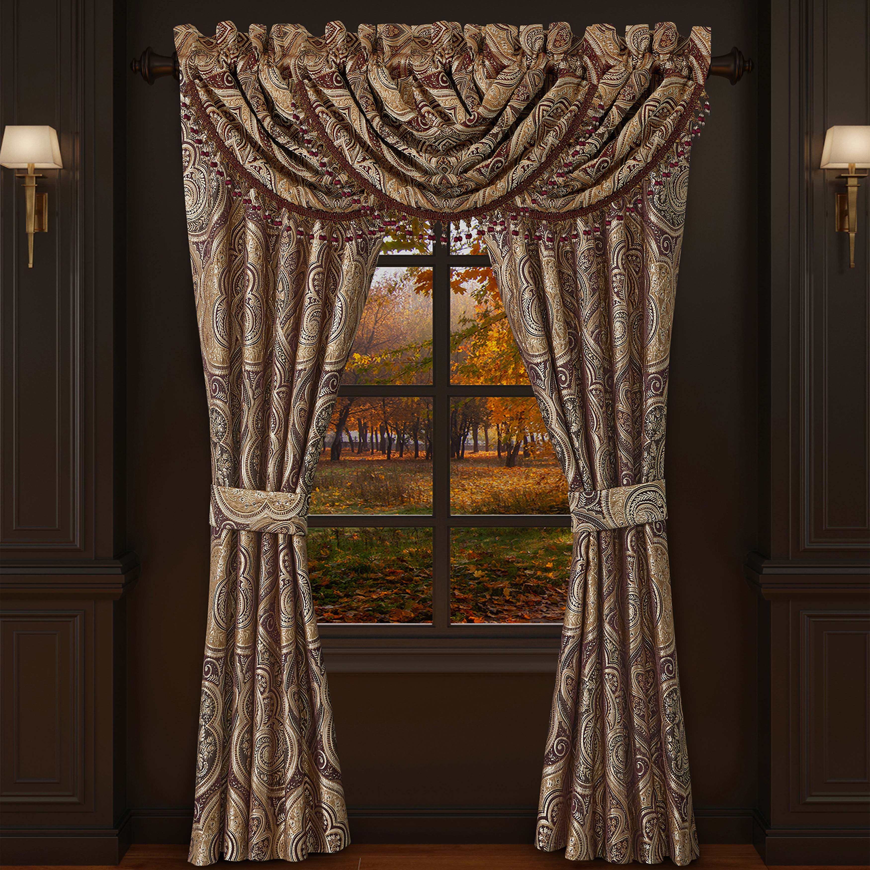 Bordeaux Crimson Window Panel Pair Window Panels By J. Queen New York