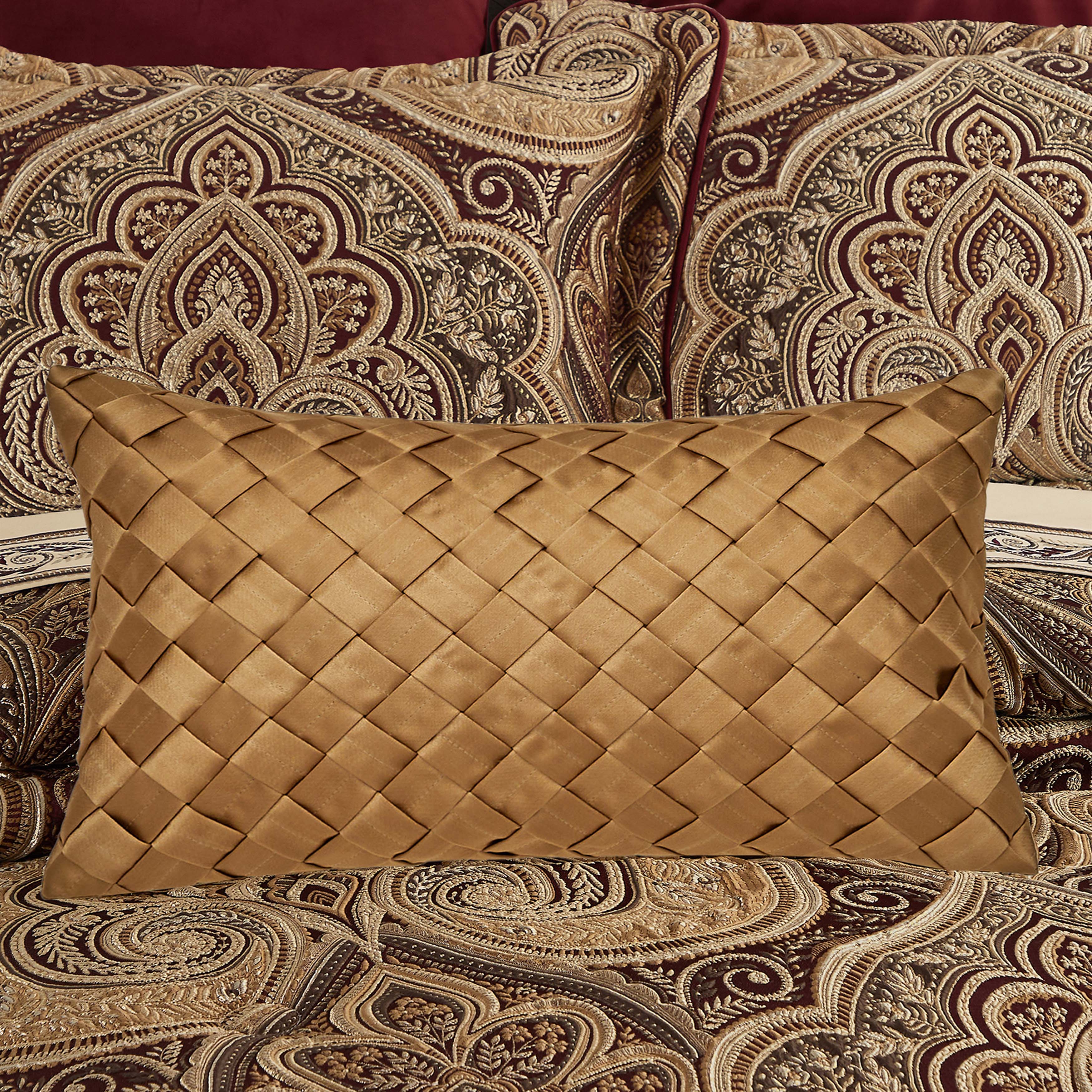 Bordeaux Gold Boudoir Decorative Throw Pillow 21" x 13" Throw Pillows By J. Queen New York
