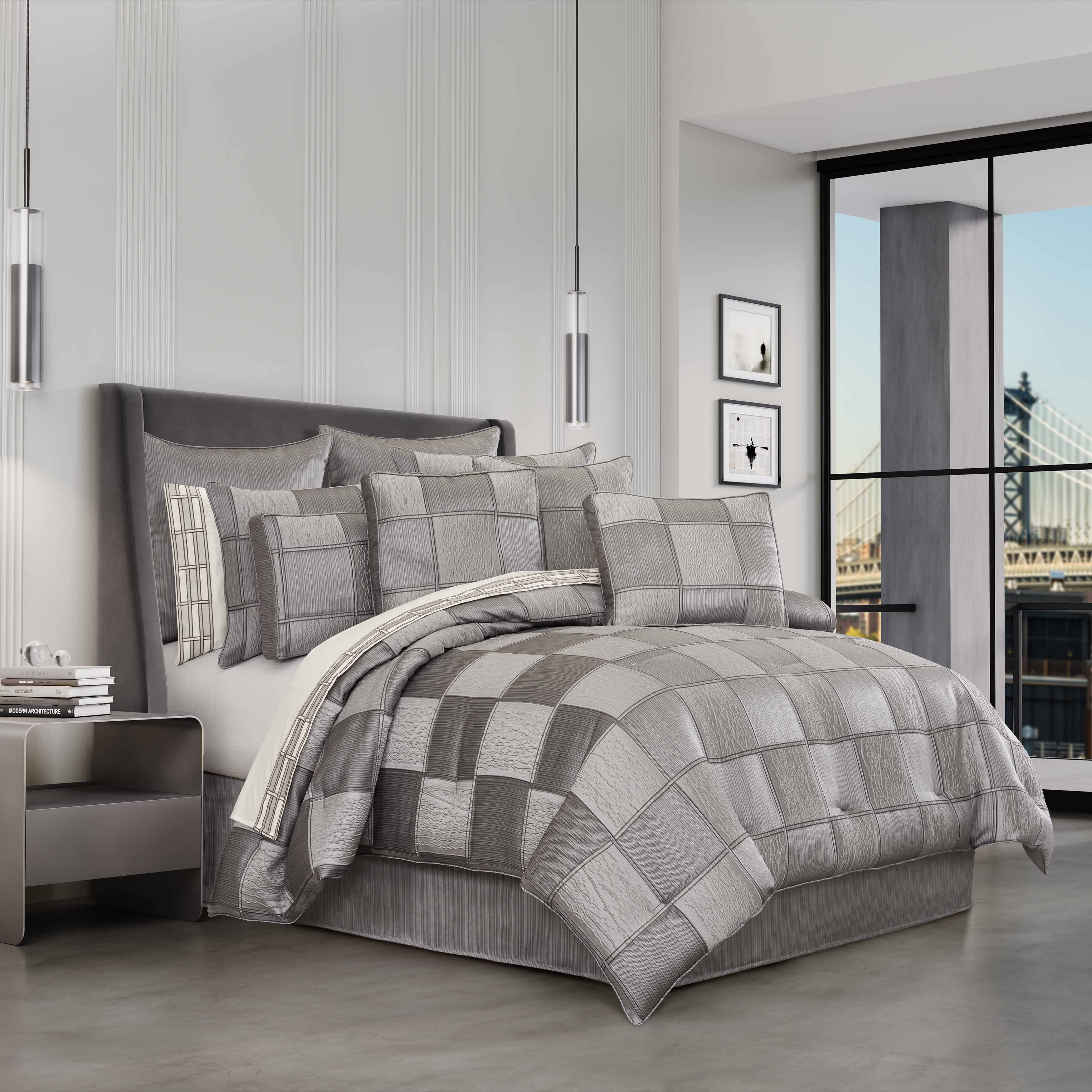 Brando Charcoal 4 Piece Comforter Set Comforter Sets By J. Queen New York