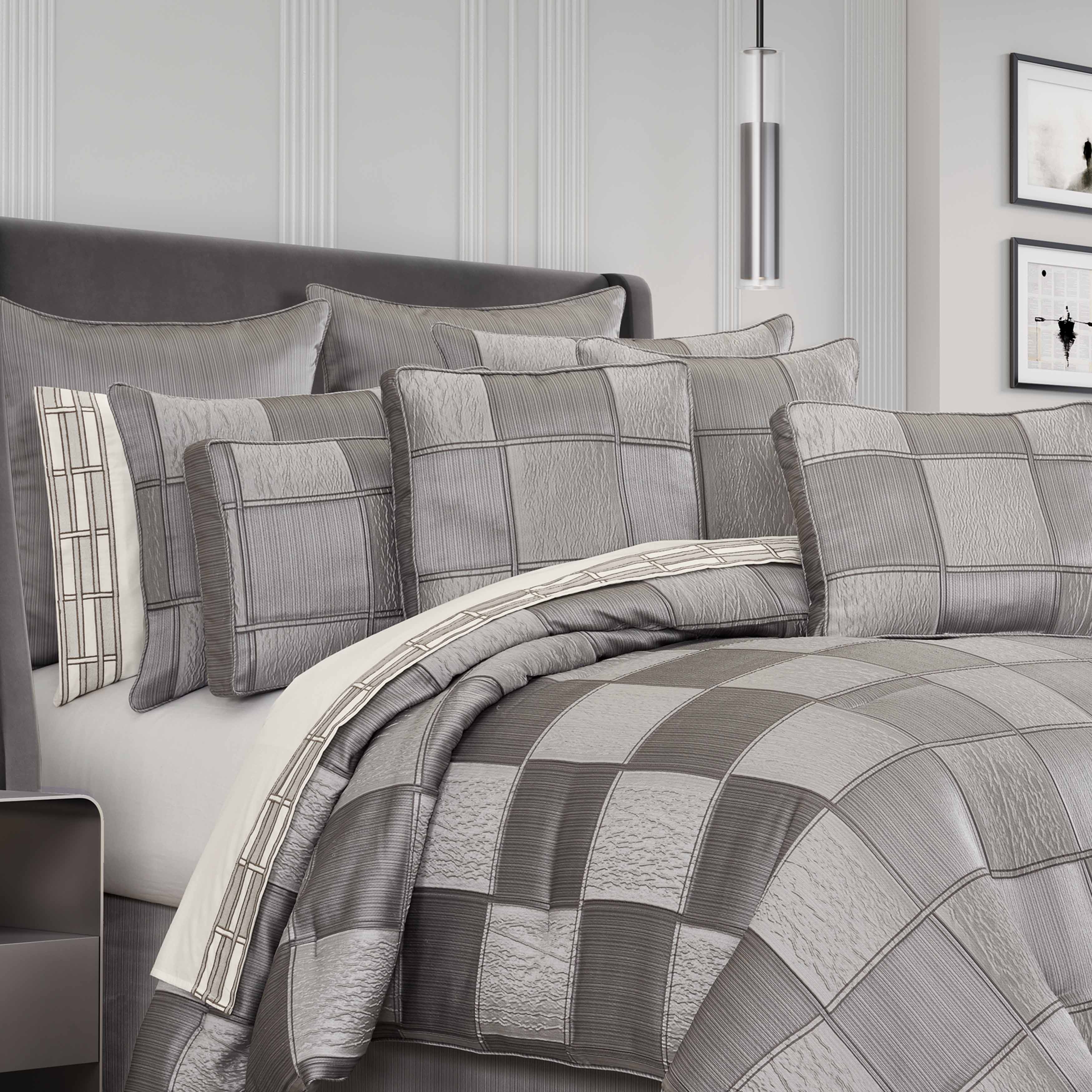 Brando Charcoal 4 Piece Comforter Set Comforter Sets By J. Queen New York