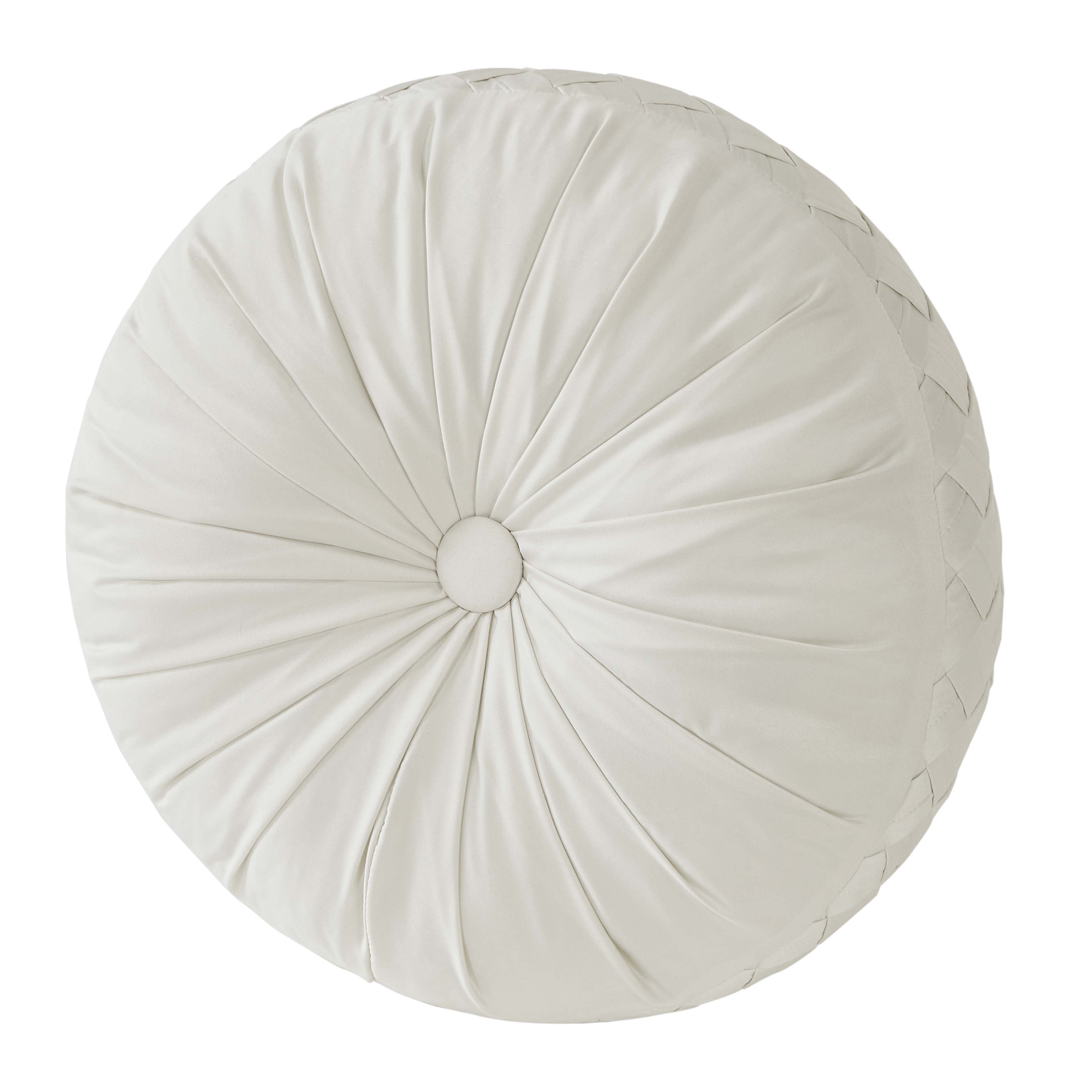 Brilliance Ivory Tufted Round Decorative Throw Pillow 15" x 15" Throw Pillows By J. Queen New York