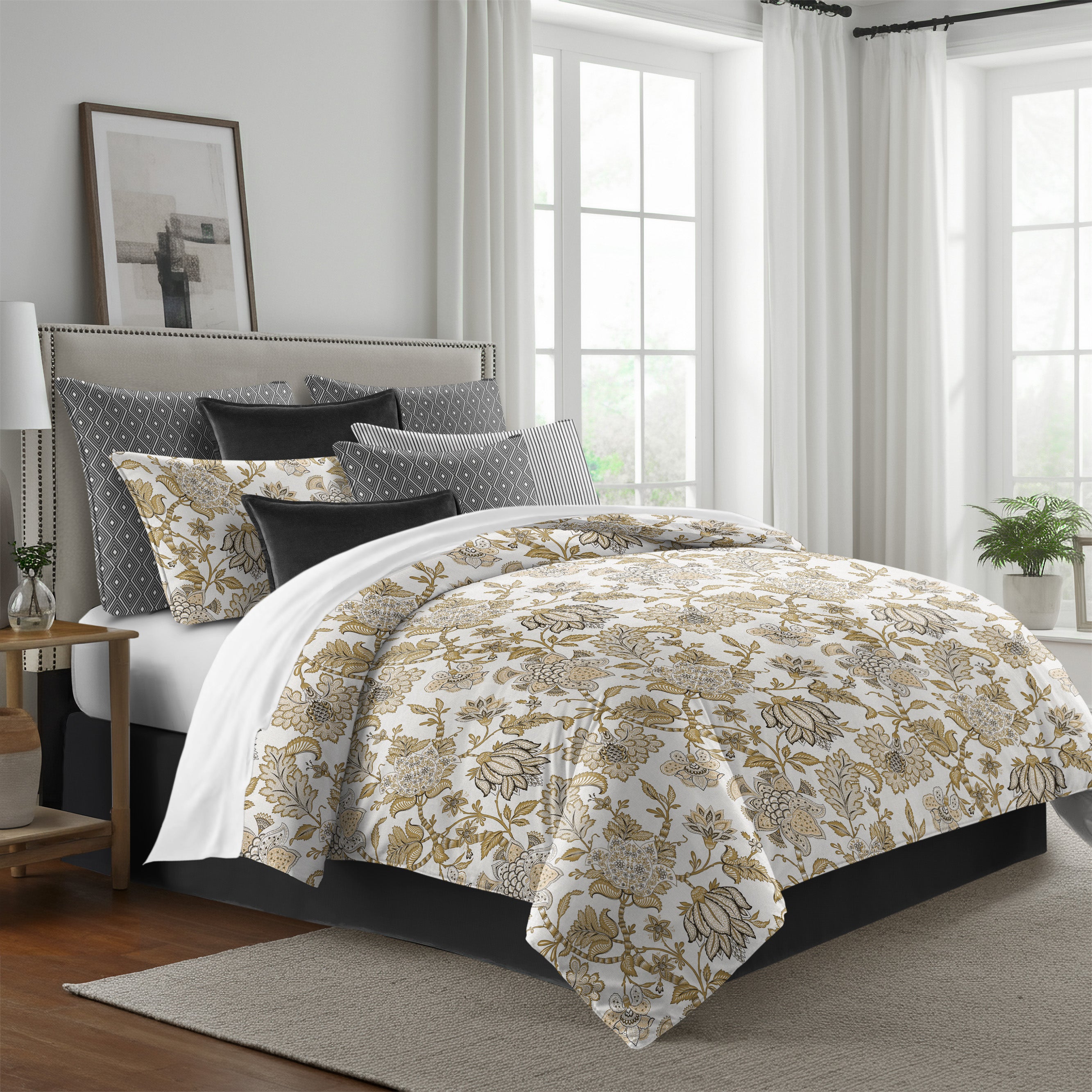Bronte Gold 8 Piece Comforter Set Comforter Sets By Colcha Linens