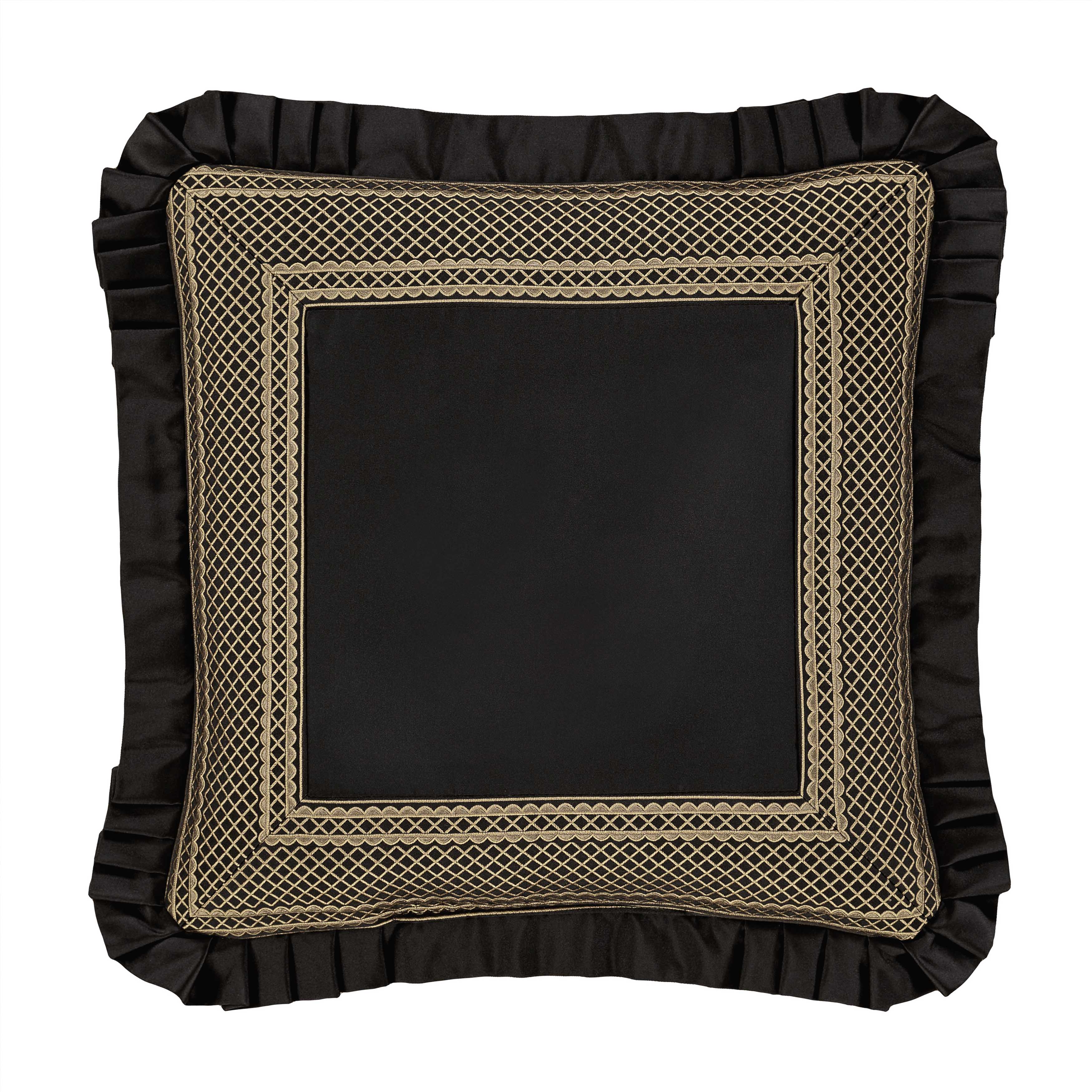 Brunello Black and Gold Square Decorative Throw Pillow 20" x 20" Throw Pillows By J. Queen New York