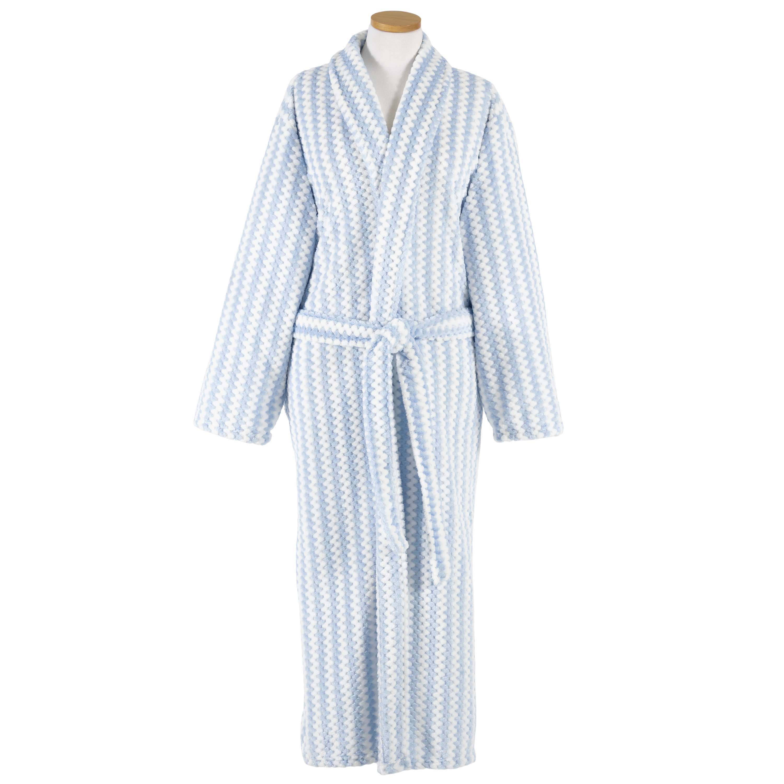 Bubble Stripe Fleece Bath Robe Bathrobe By Annie Selke