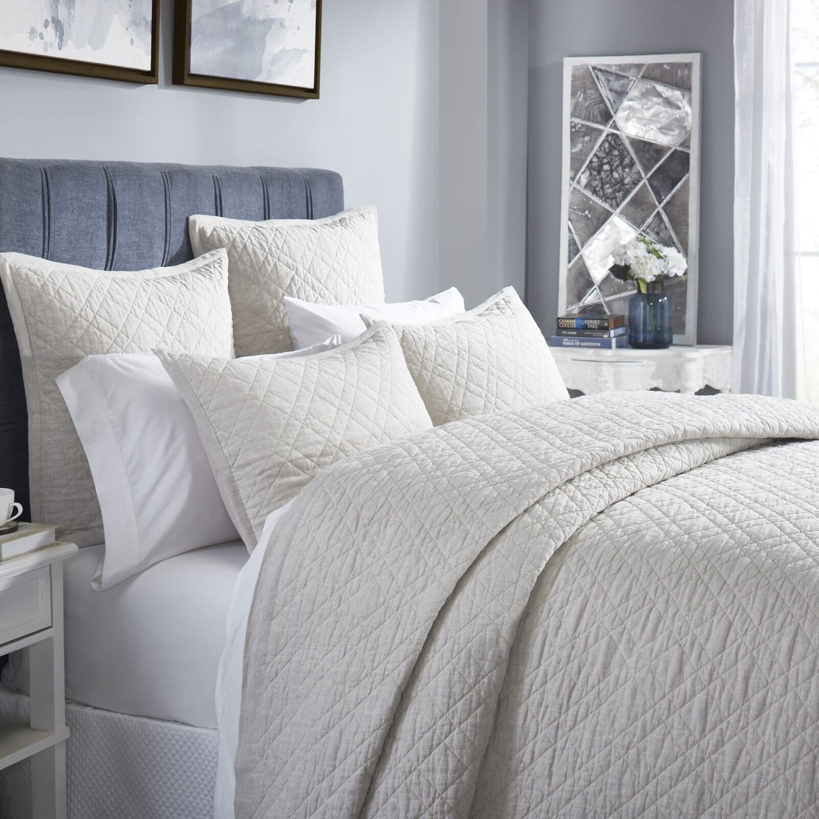 Chloe European Linen Diamond Coverlet Coverlet By Orchids Lux Home