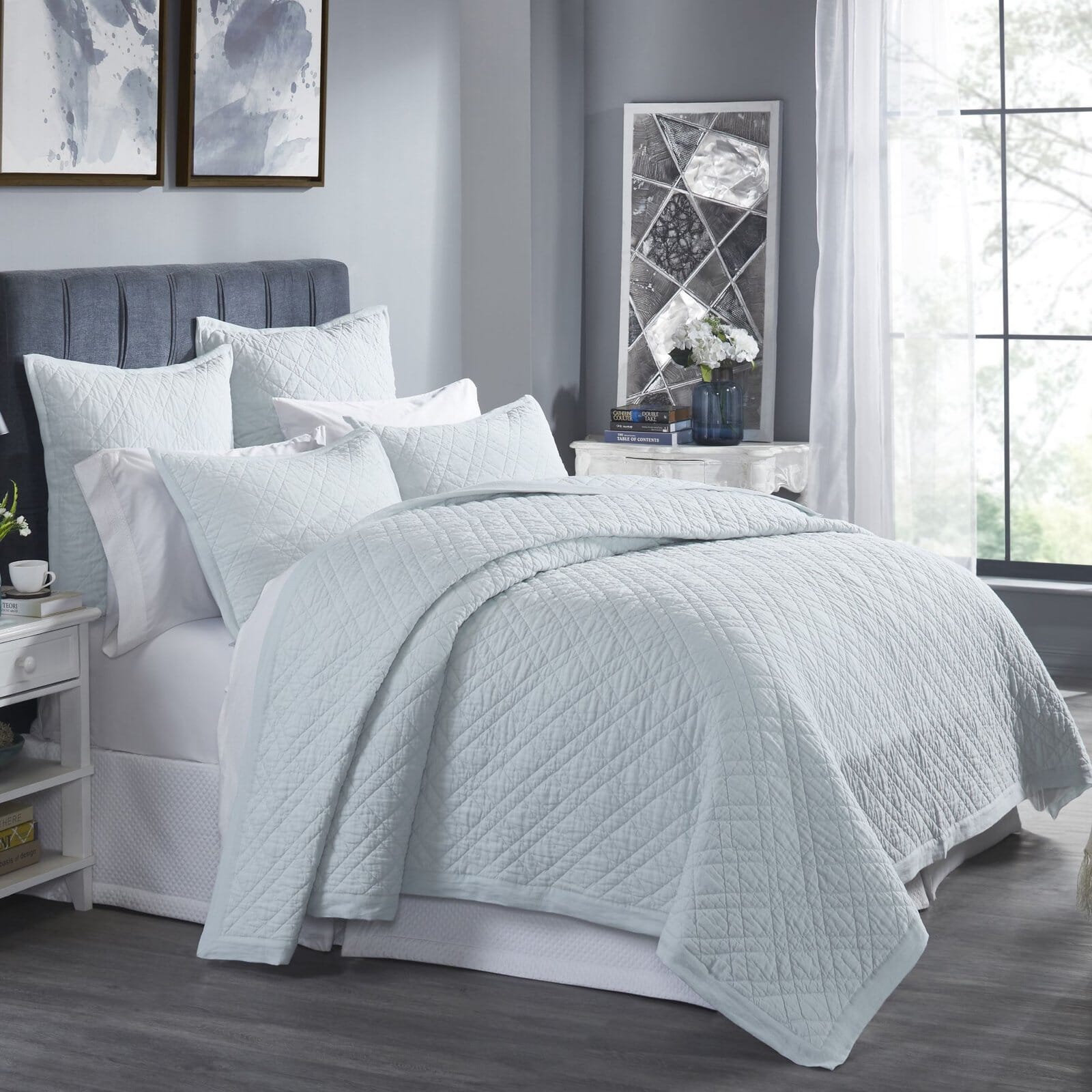 Chloe European Linen Diamond Coverlet Coverlet By Orchids Lux Home