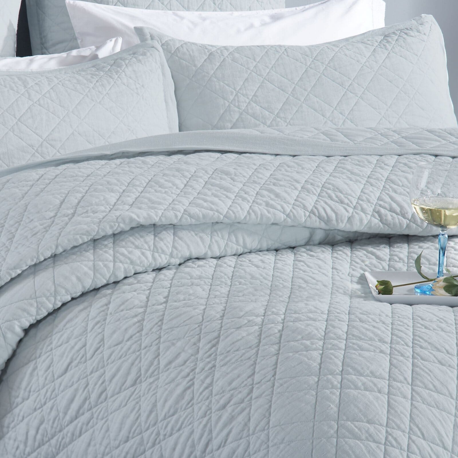 Chloe European Linen Diamond Coverlet Coverlet By Orchids Lux Home