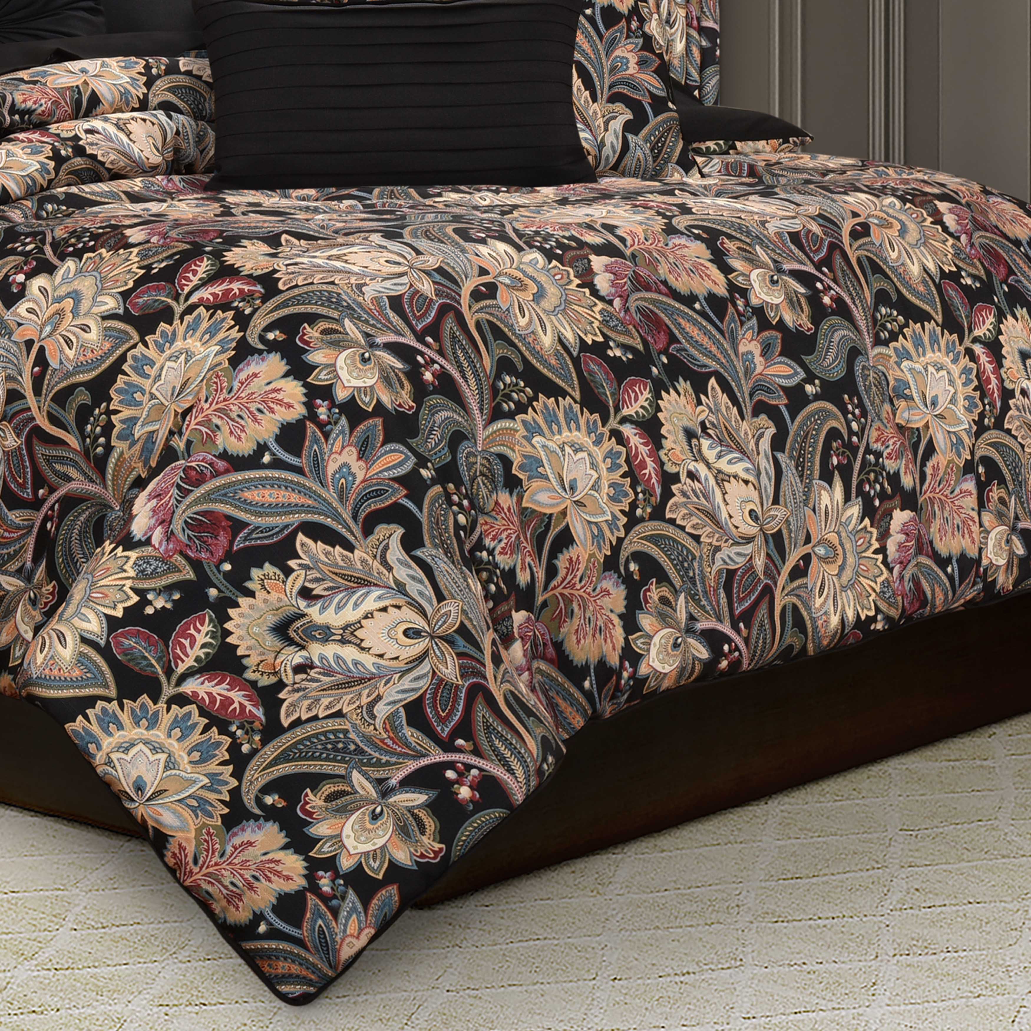 Calabria Black 3 Piece Comforter Set Comforter Sets By J. Queen New York