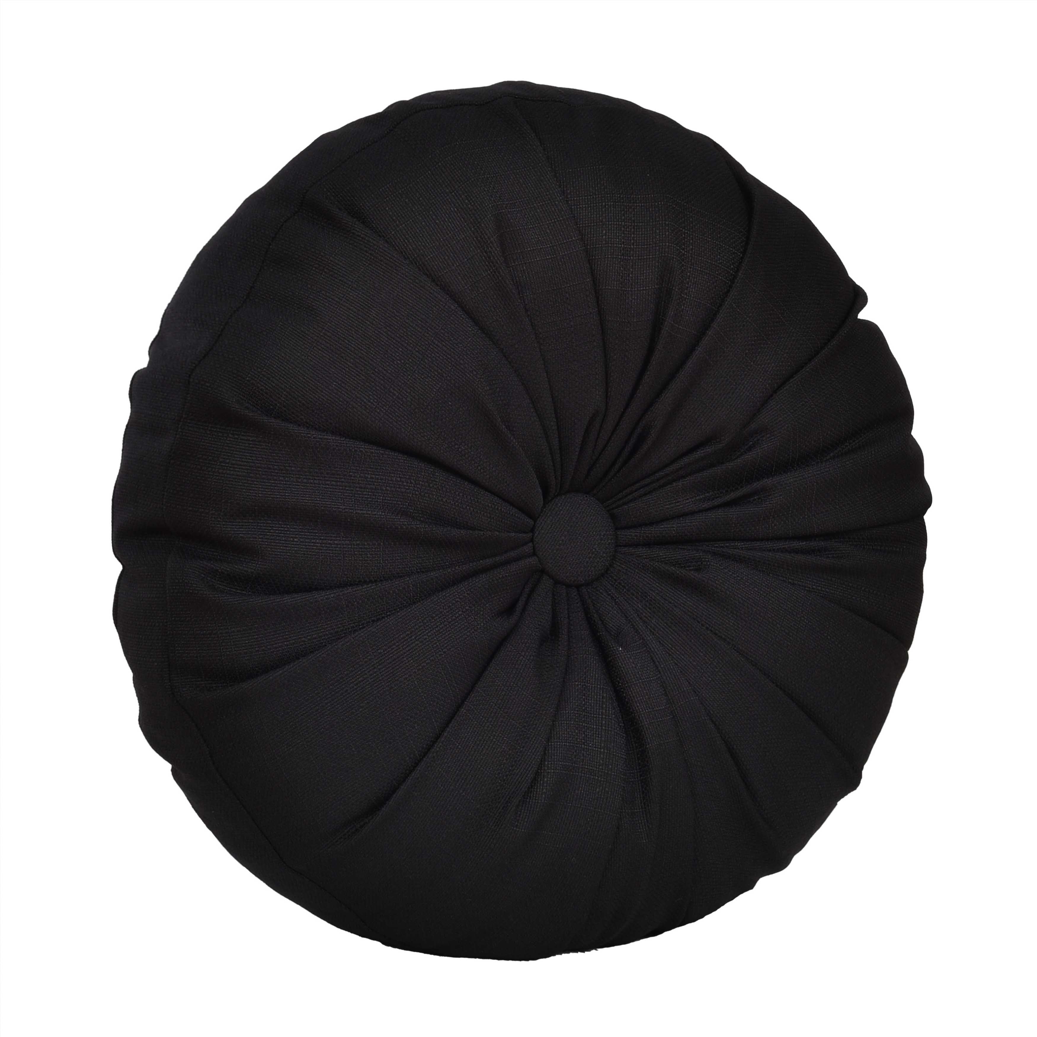 Calabria Black Round Decorative Throw Pillow 15" x 15" Throw Pillows By J. Queen New York