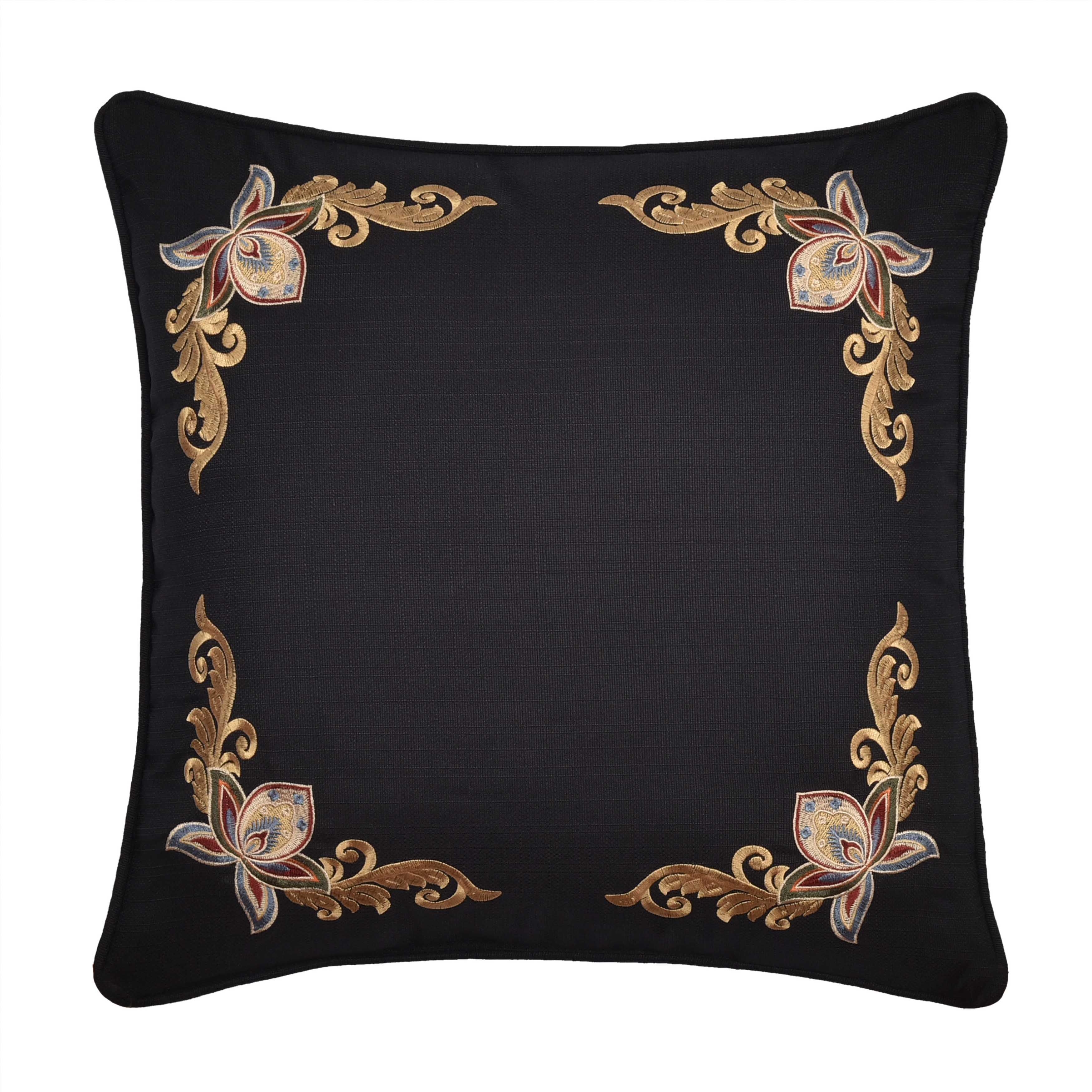 Calabria Black Square Decorative Throw Pillow 18" x 18" Throw Pillows By J. Queen New York