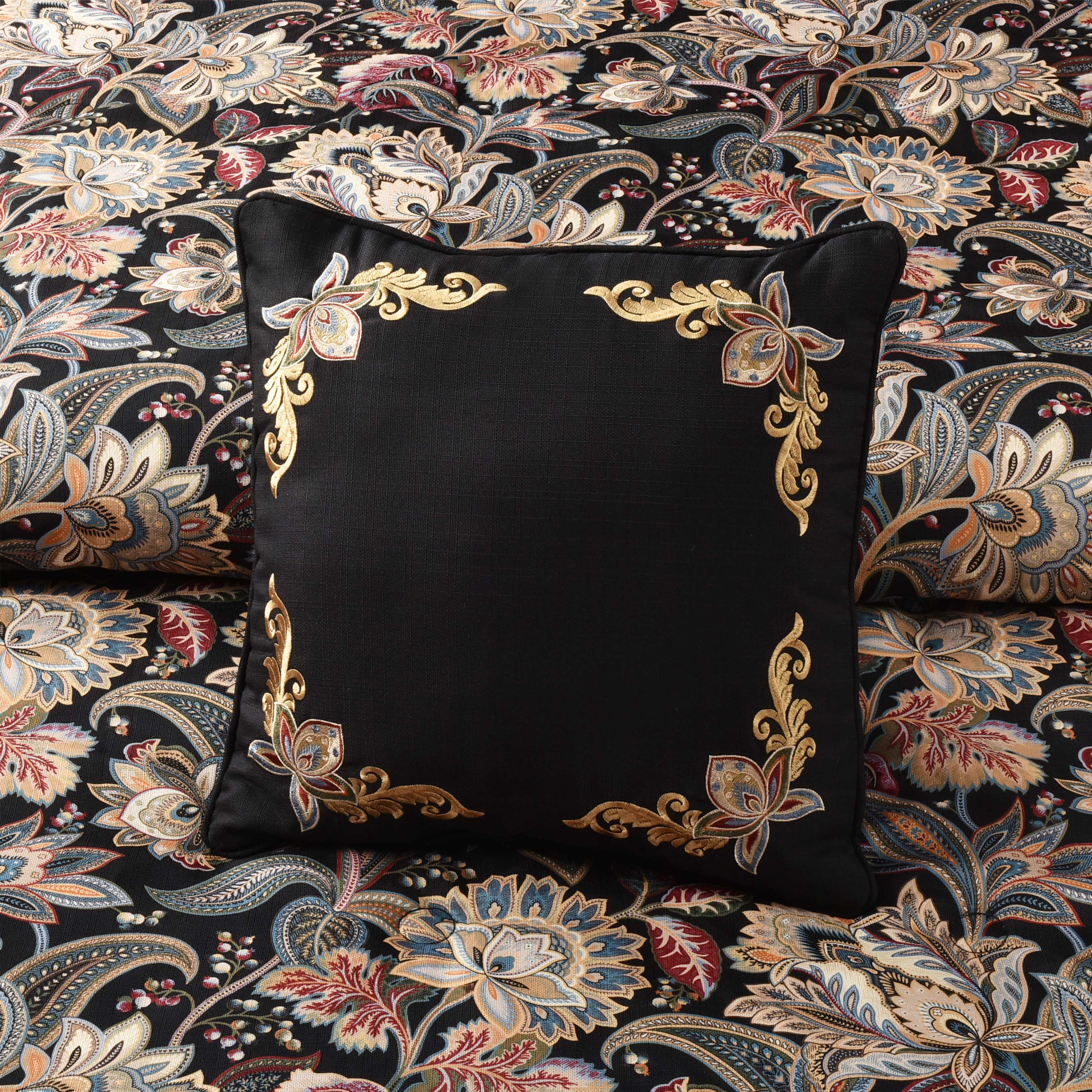 Calabria Black Square Decorative Throw Pillow 18" x 18" Throw Pillows By J. Queen New York