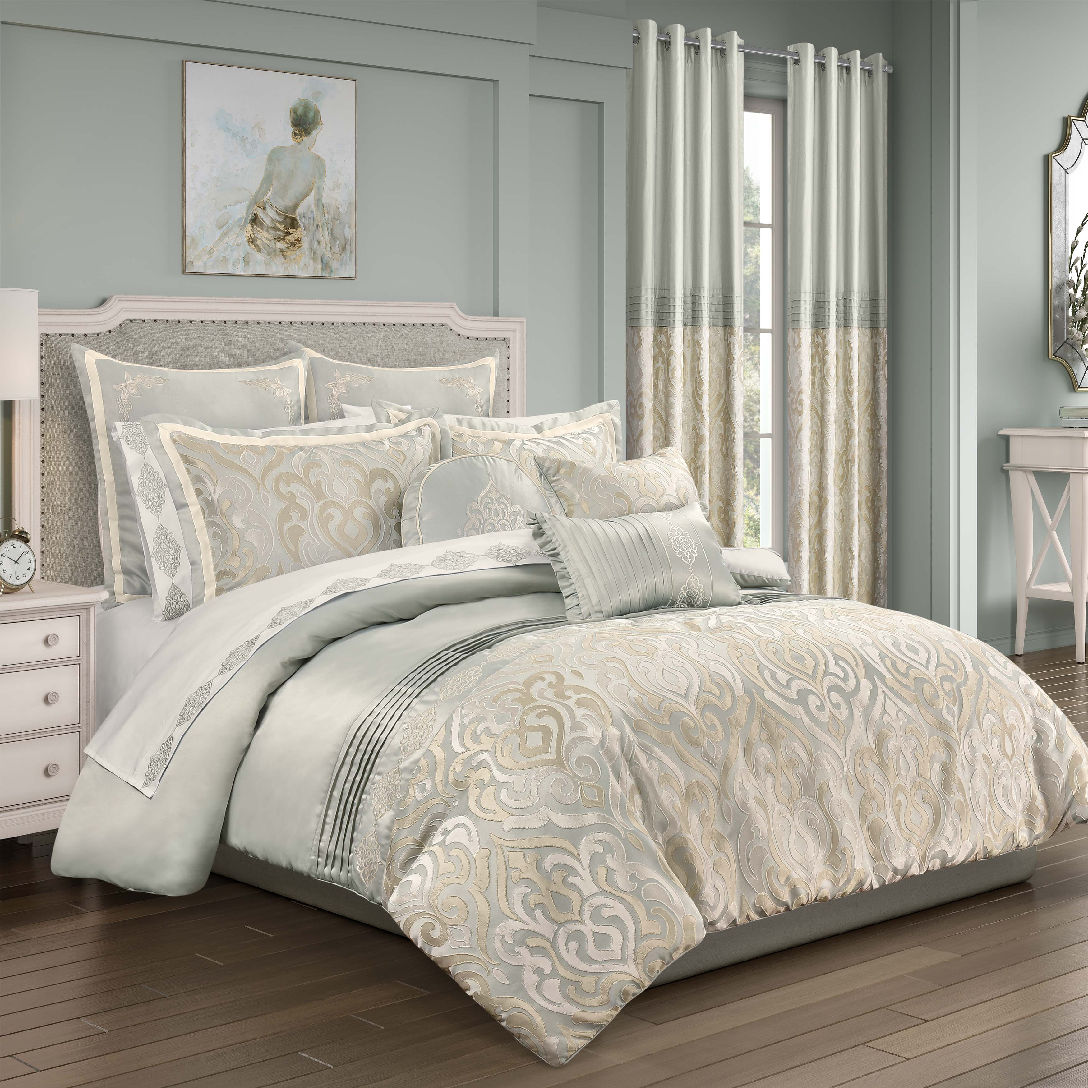 Calmfield Aqua 3 Piece Comforter Set Comforter Sets By J. Queen New York