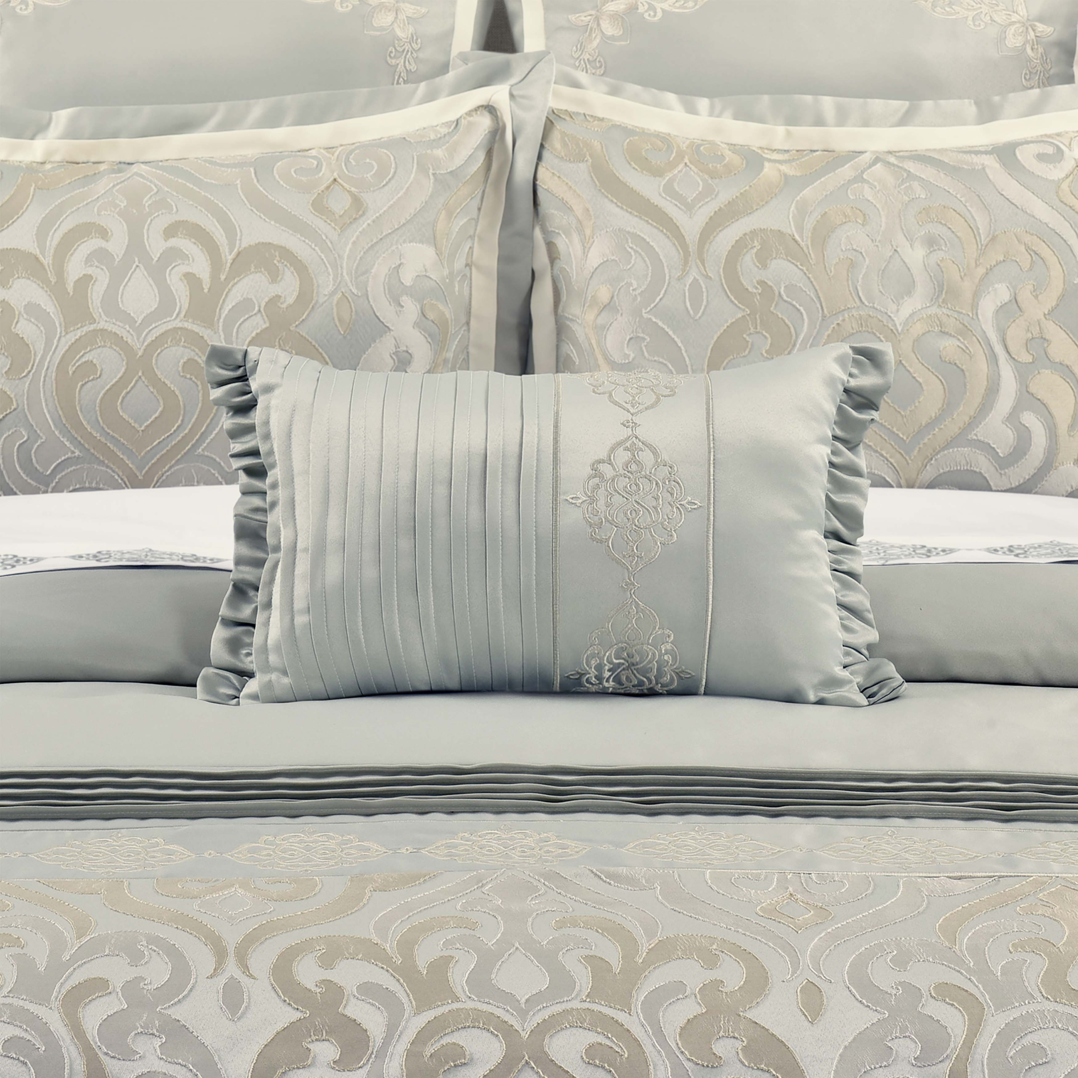 Calmfield Aqua Boudoir Decorative Throw Pillow 19" x 13" Throw Pillows By J. Queen New York