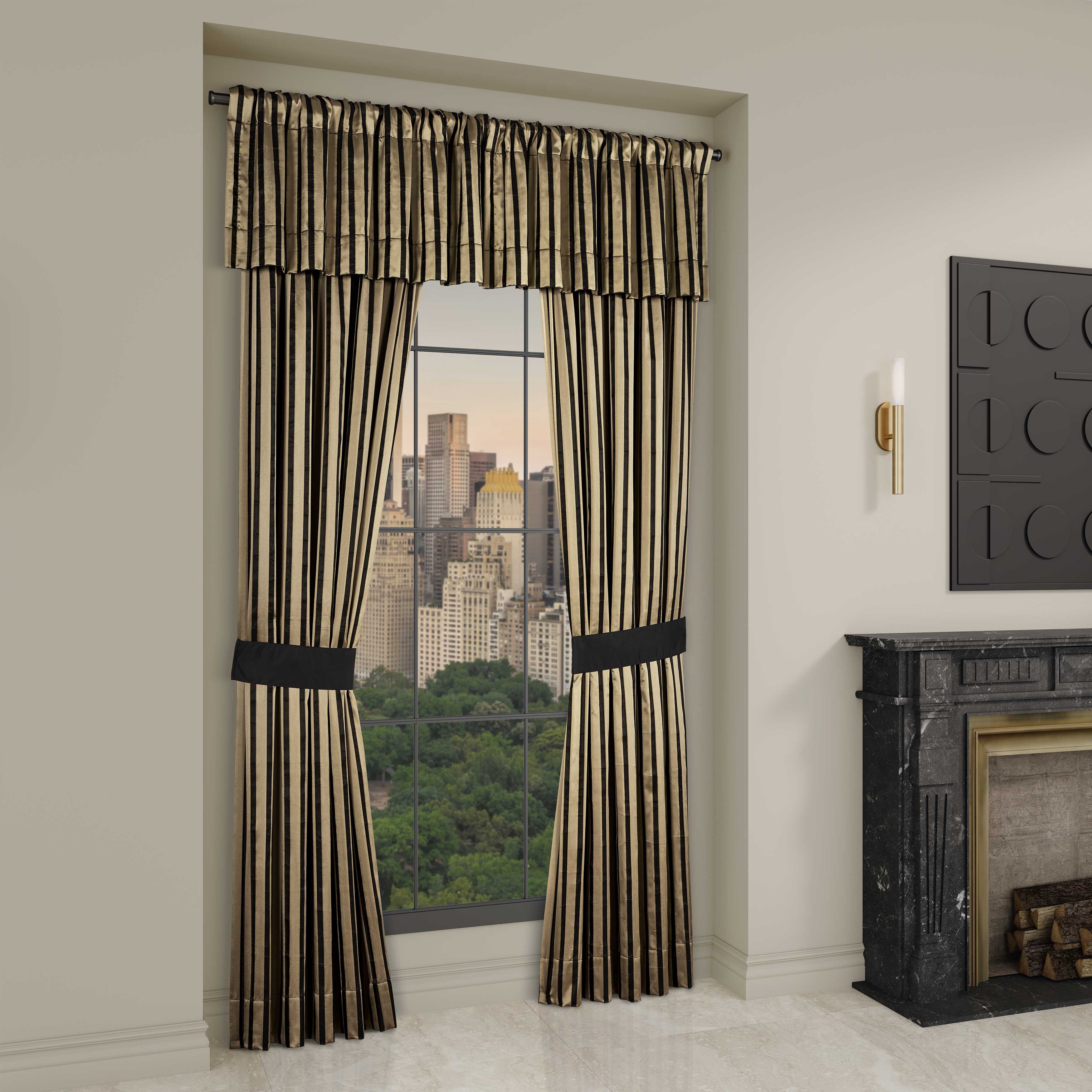 Calvari Black and Gold Straight Window Valance Window Valances By J. Queen New York