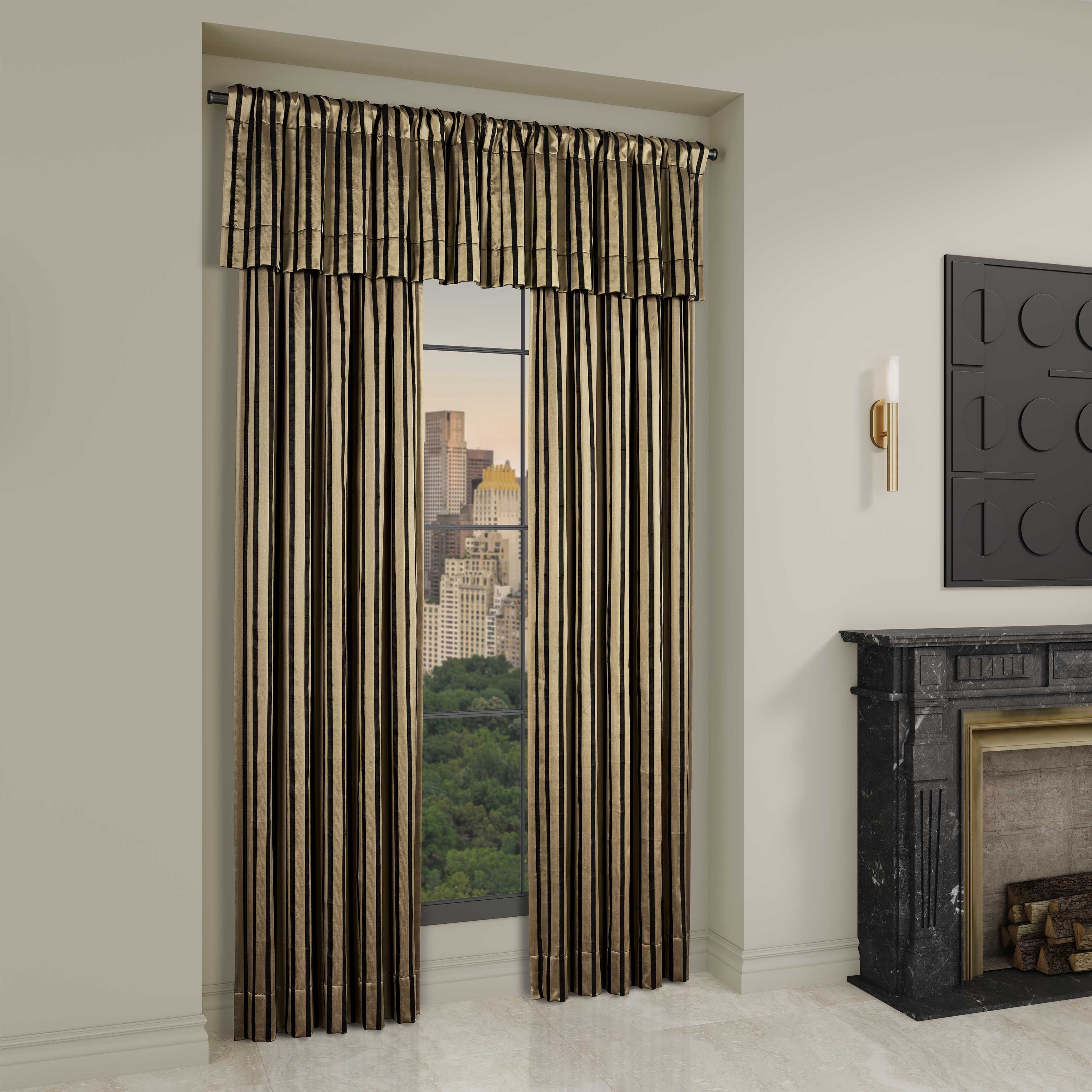 J Queen Calvari Black and Gold Window Panel Pair-Final Sale Window Panels By US Office - Latest-bedding