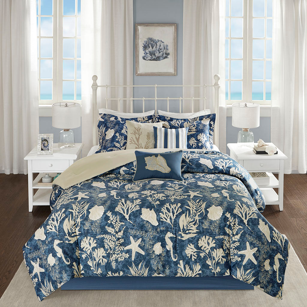 Cape Cod Blue 7 Piece Comforter Set Comforter Sets By JLA HOME/Olliix (E & E Co., Ltd)
