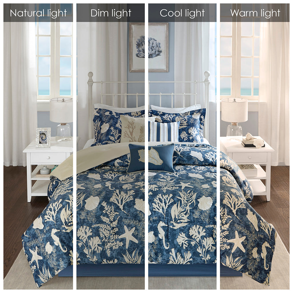 Cape Cod Blue 7 Piece Comforter Set Comforter Sets By JLA HOME/Olliix (E & E Co., Ltd)