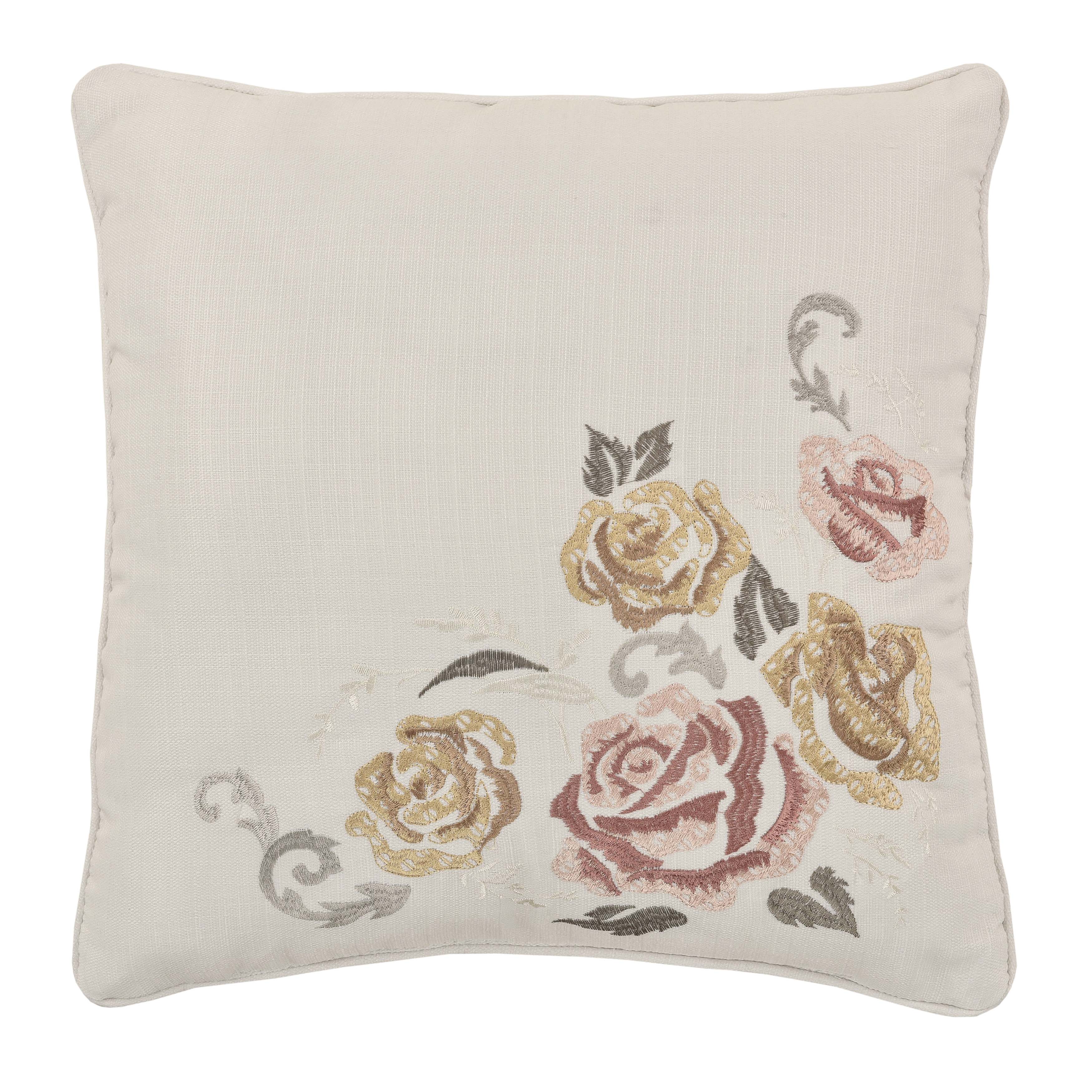 Chablis Ivory Square Decorative Throw Pillow 16" x 16" Throw Pillows By J. Queen New York