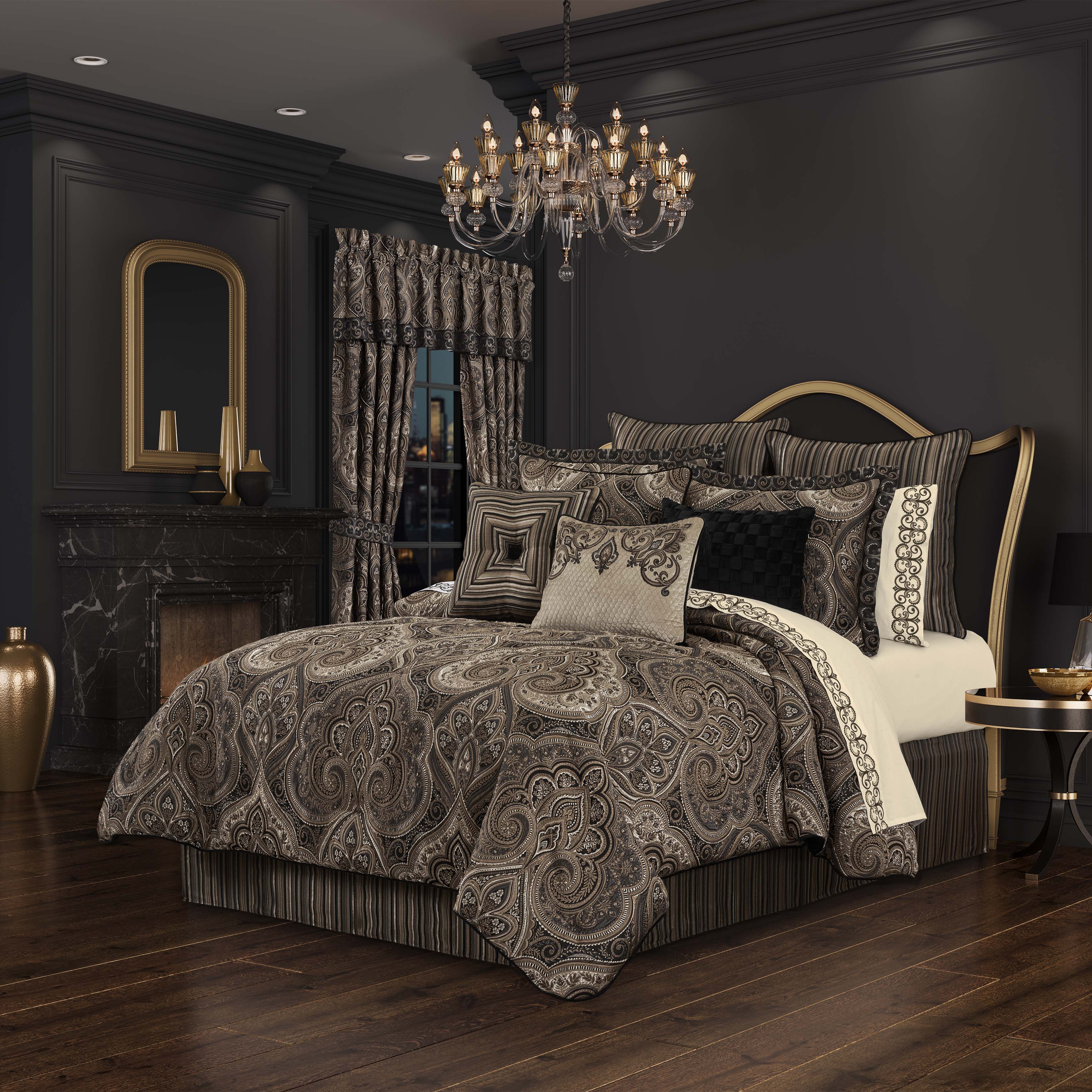 J Queen Cipriana Bronze 4 Piece Comforter Set in King- Final Sale Comforter Sets By US Office - Latest-bedding