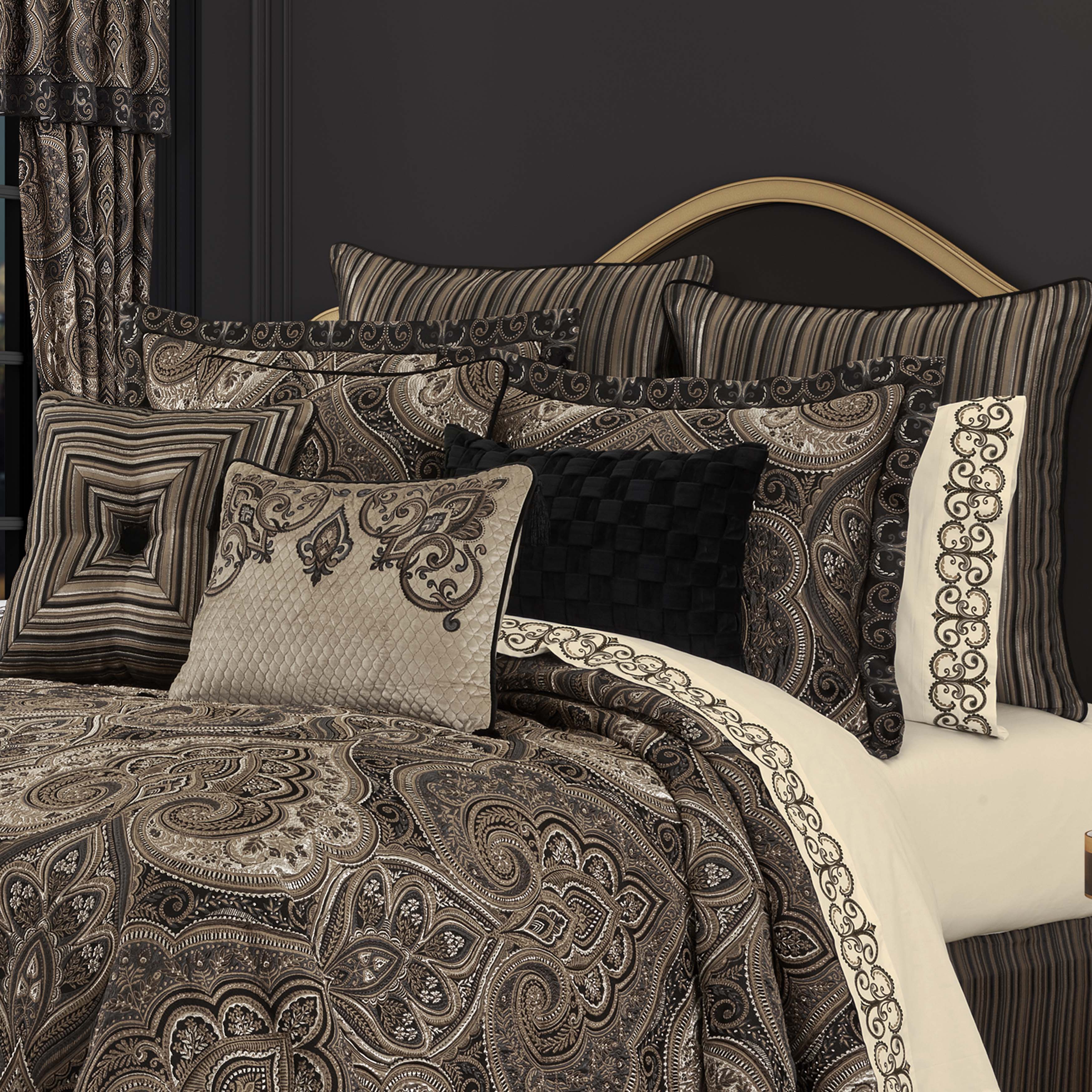 J Queen Cipriana Bronze 4 Piece Comforter Set in King- Final Sale Comforter Sets By US Office - Latest-bedding