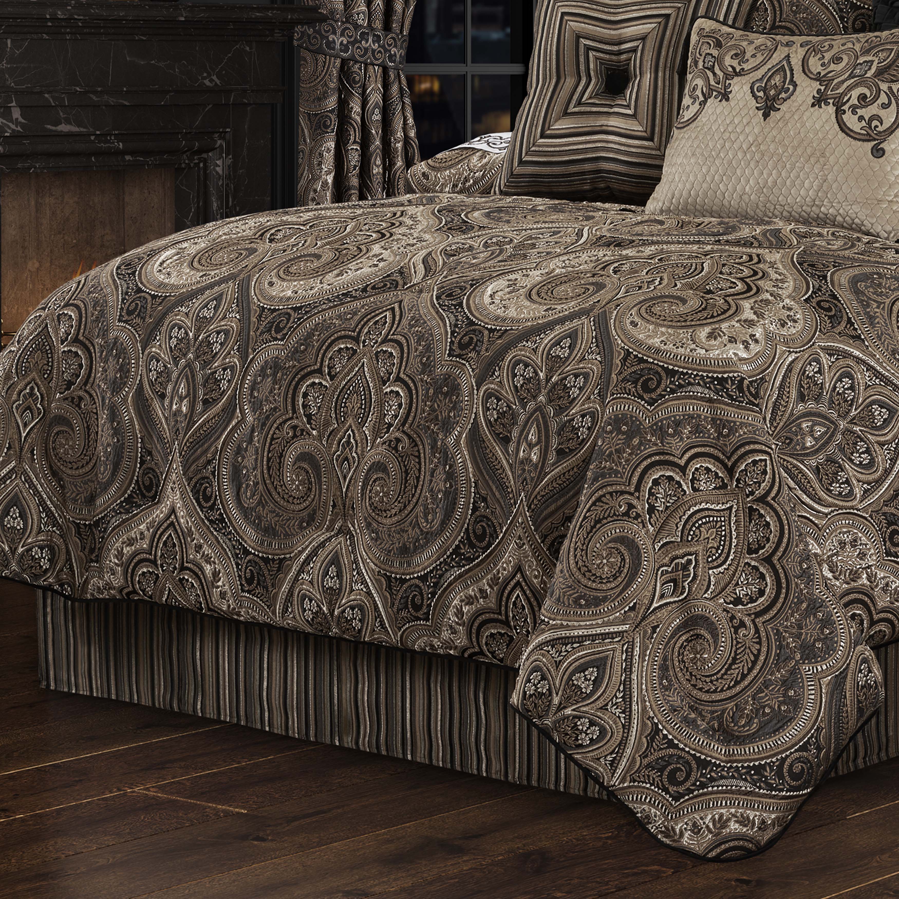 J Queen Cipriana Bronze 4 Piece Comforter Set in King- Final Sale Comforter Sets By US Office - Latest-bedding