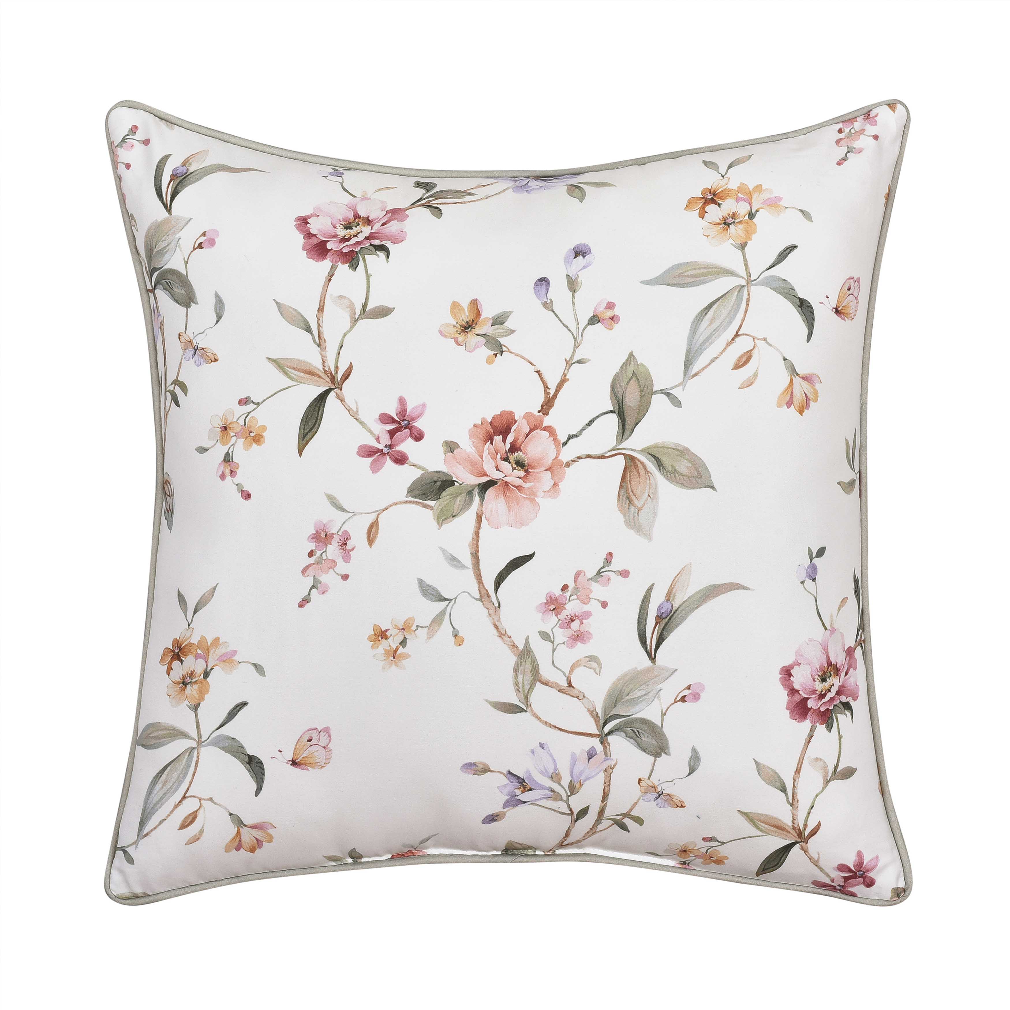Clarice Ivory Square Decorative Throw Pillow 20" x 20" Throw Pillows By J. Queen New York