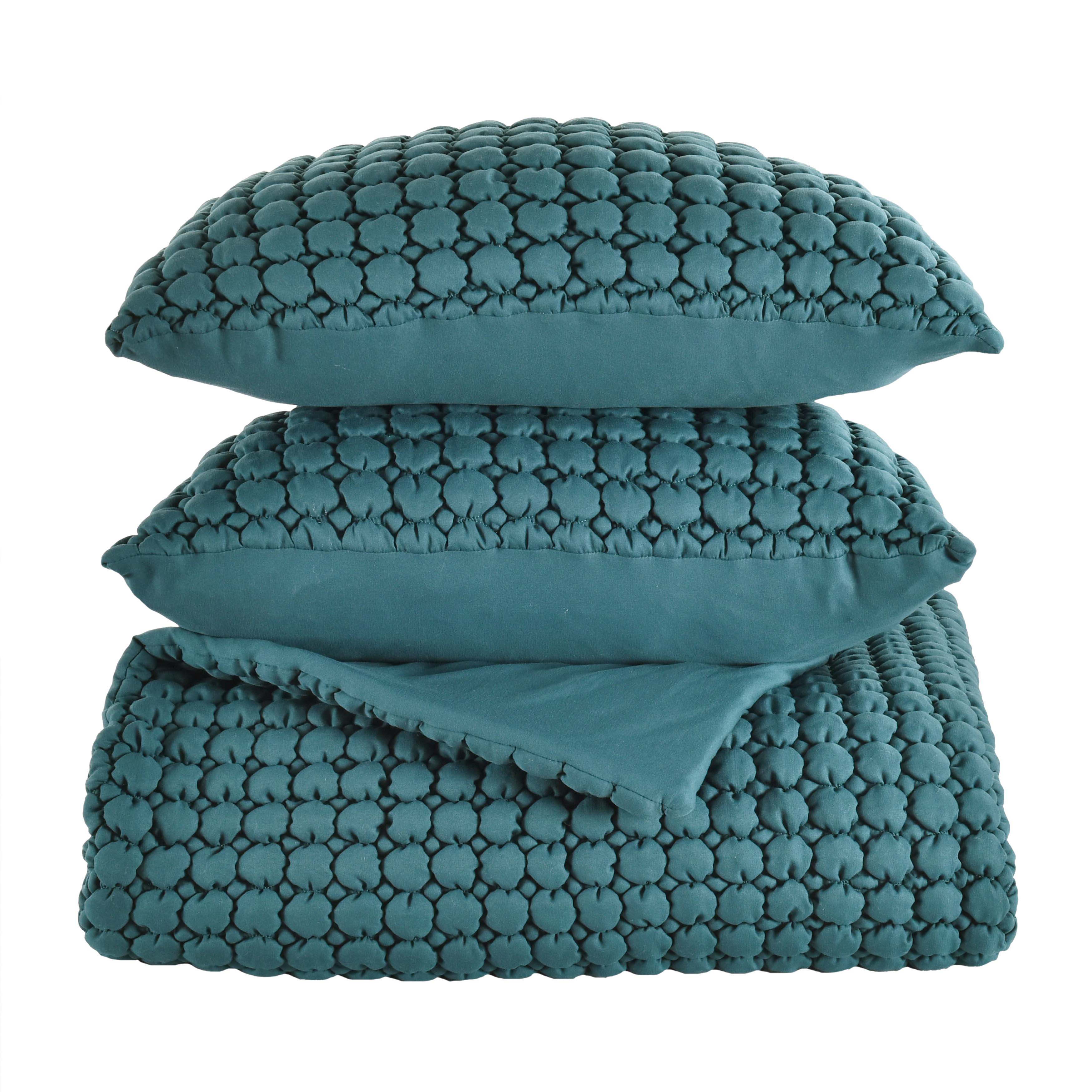Cloud Puff Teal 3 Piece Quilt Set Quilt Sets By J. Queen New York