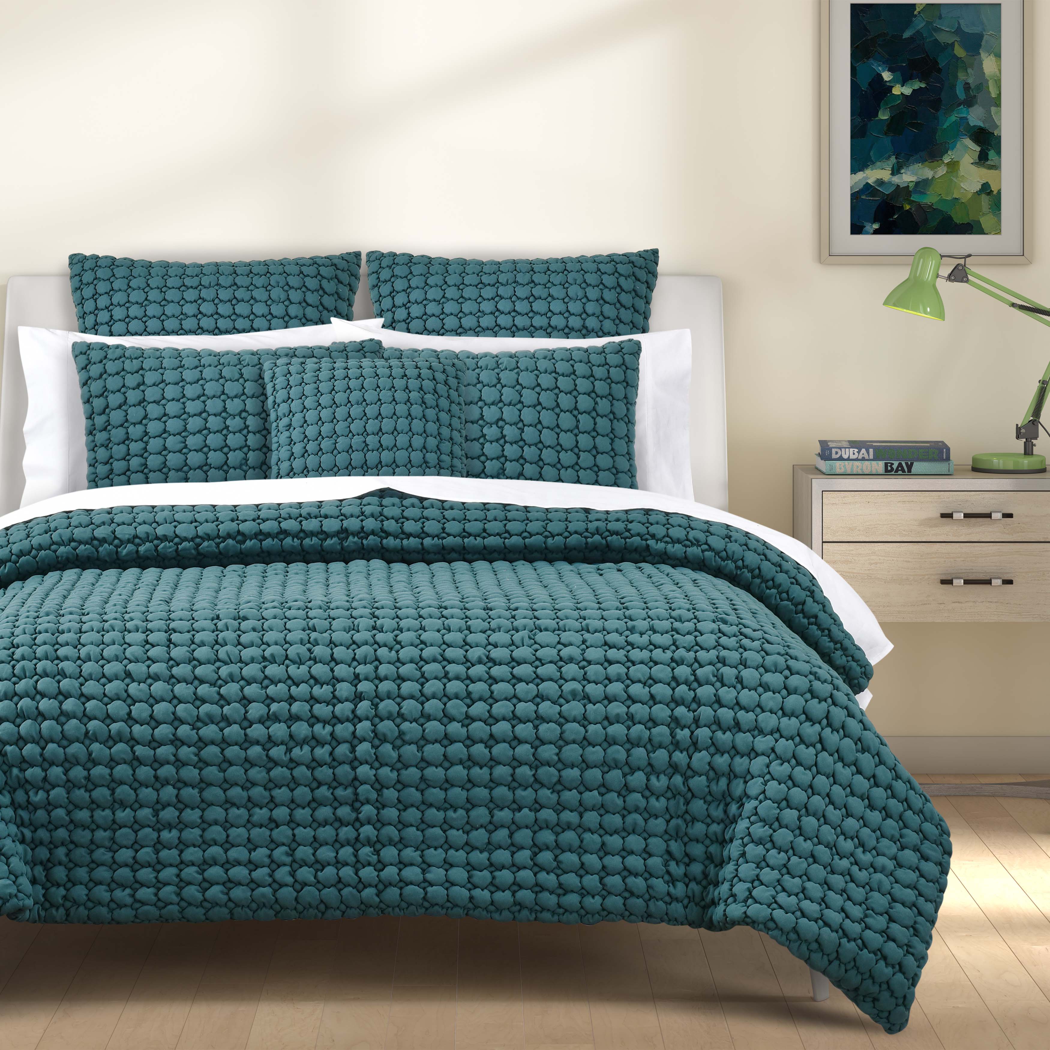 Cloud Puff Teal 3 Piece Quilt Set Quilt Sets By J. Queen New York