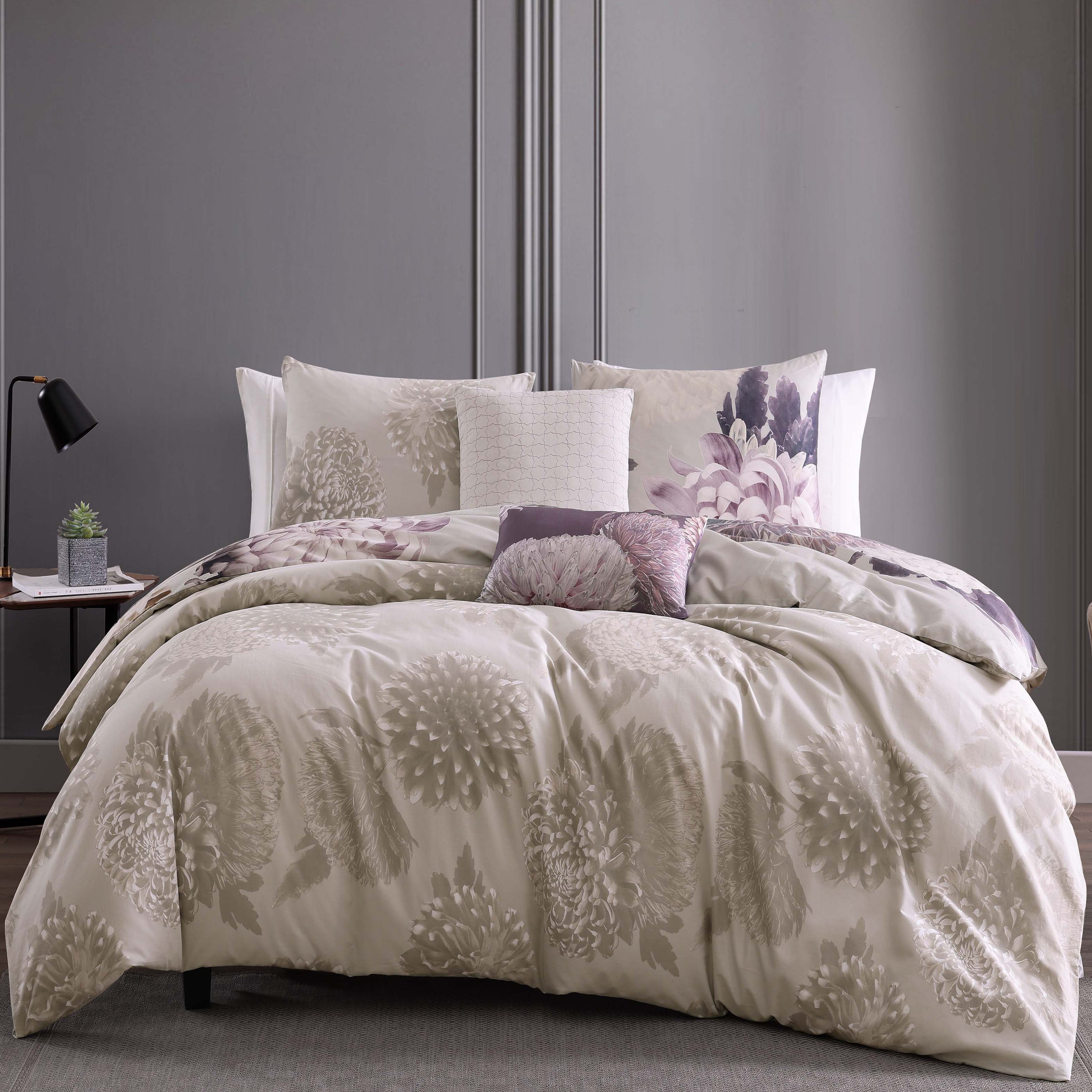 Bebejan Dahlia Purple 5 Piece Reversible Comforter Set - Final Sale Comforter Sets By US Office - Latest-bedding