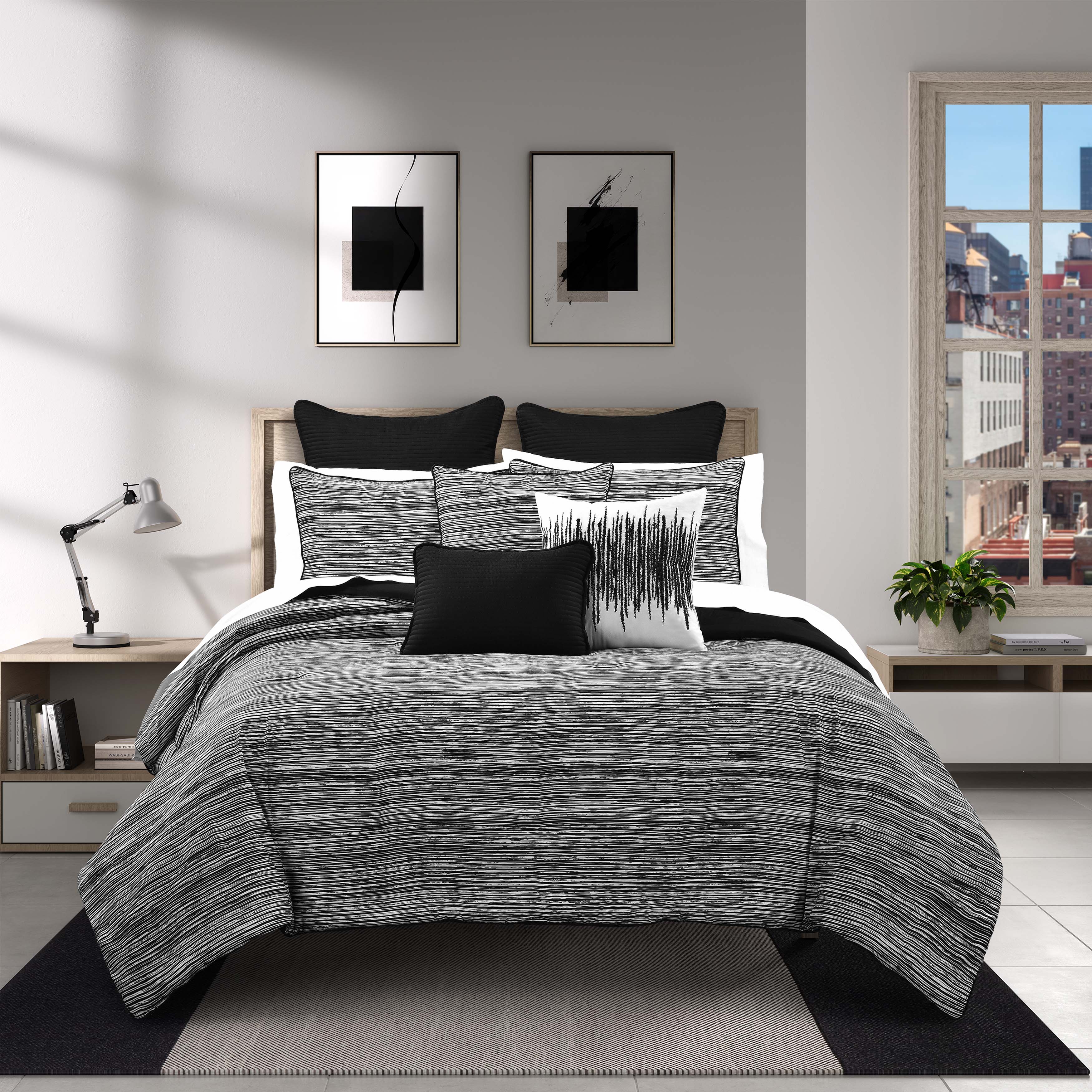 Dalton Black 3 Piece Comforter Set Comforter Sets By J. Queen New York