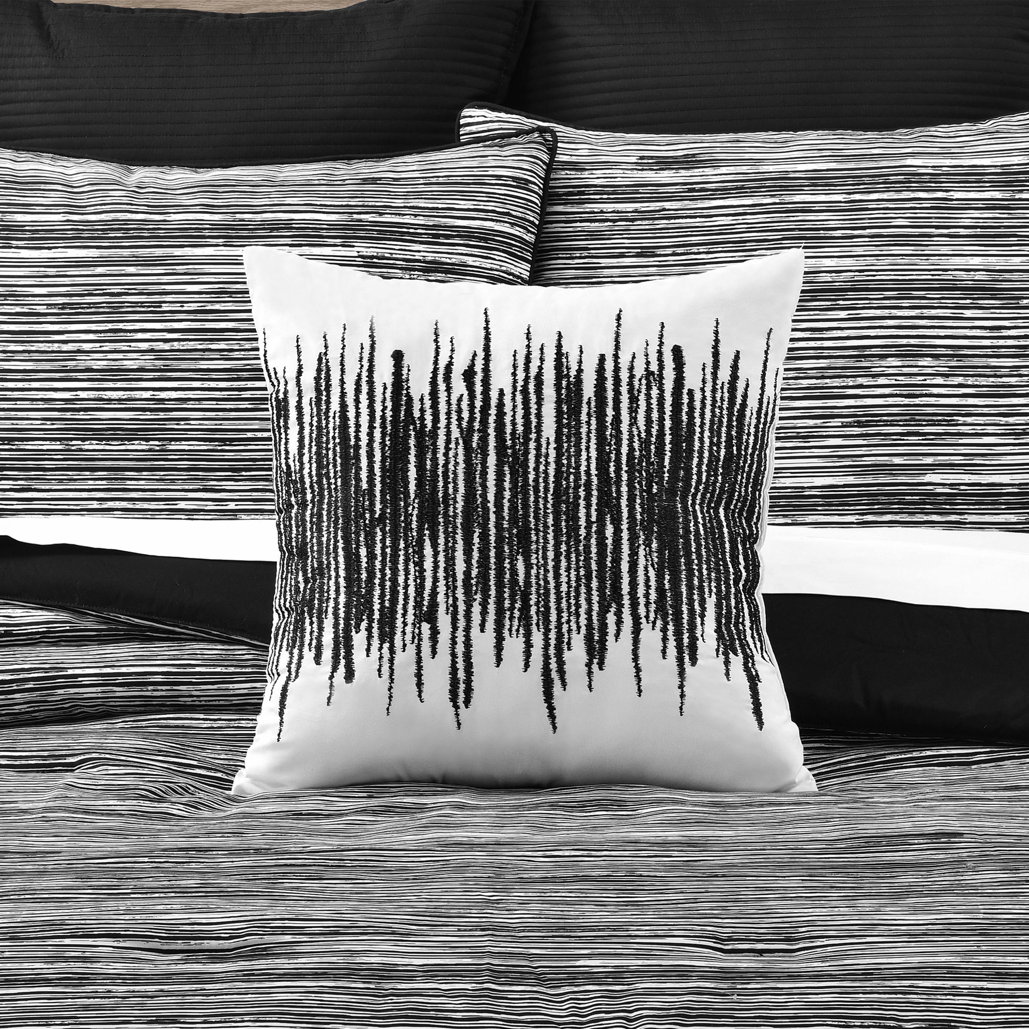Dalton Black Square Decorative Throw Pillow 18" x 18" Throw Pillows By J. Queen New York
