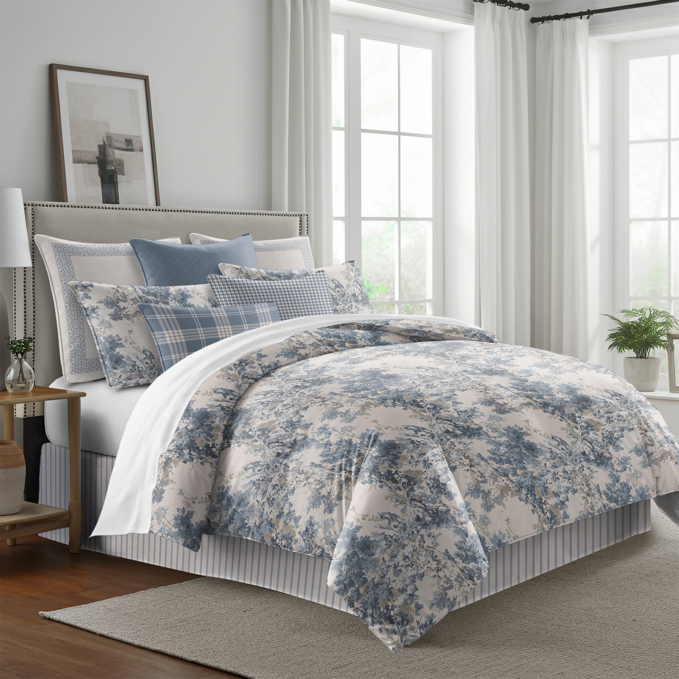 Dolce Blue Fog 8 Piece Comforter Set Comforter Sets By Colcha Linens
