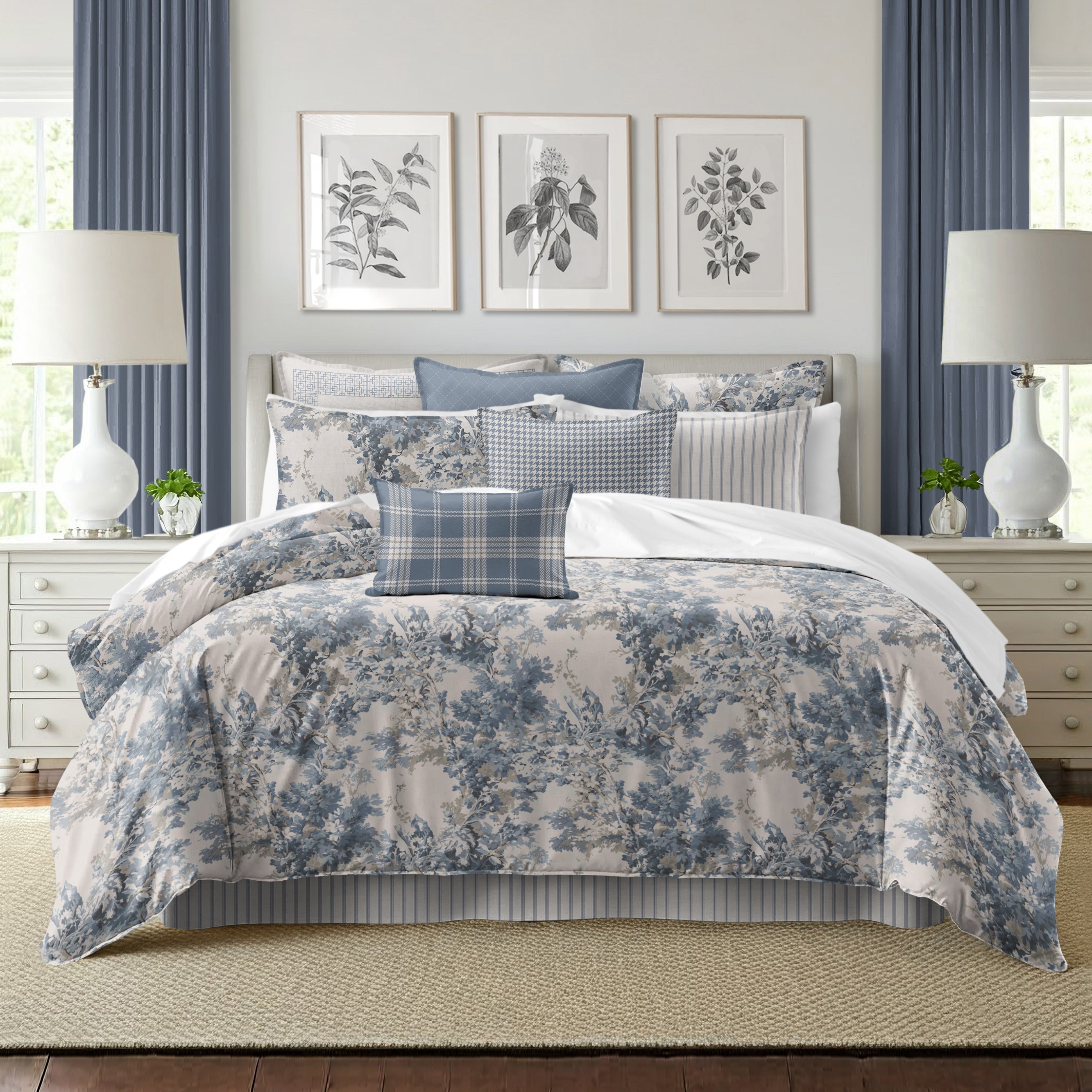 Dolce Blue Fog 8 Piece Comforter Set Comforter Sets By Colcha Linens