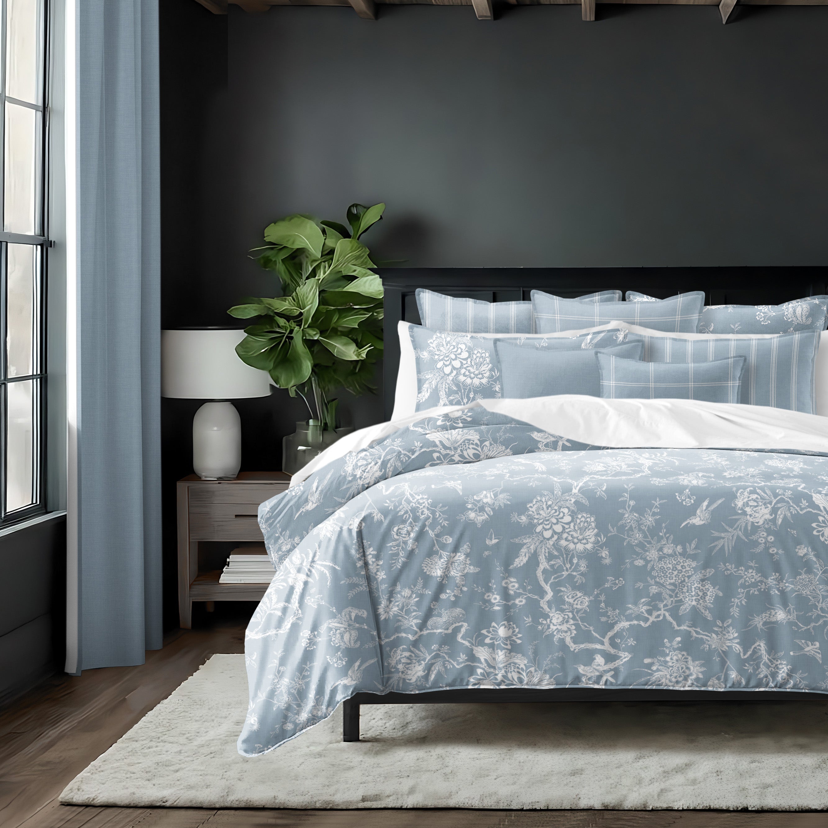 Elwood Cornflower Blue 8 Piece Duvet Cover Set Duvet Covers By Colcha Linens