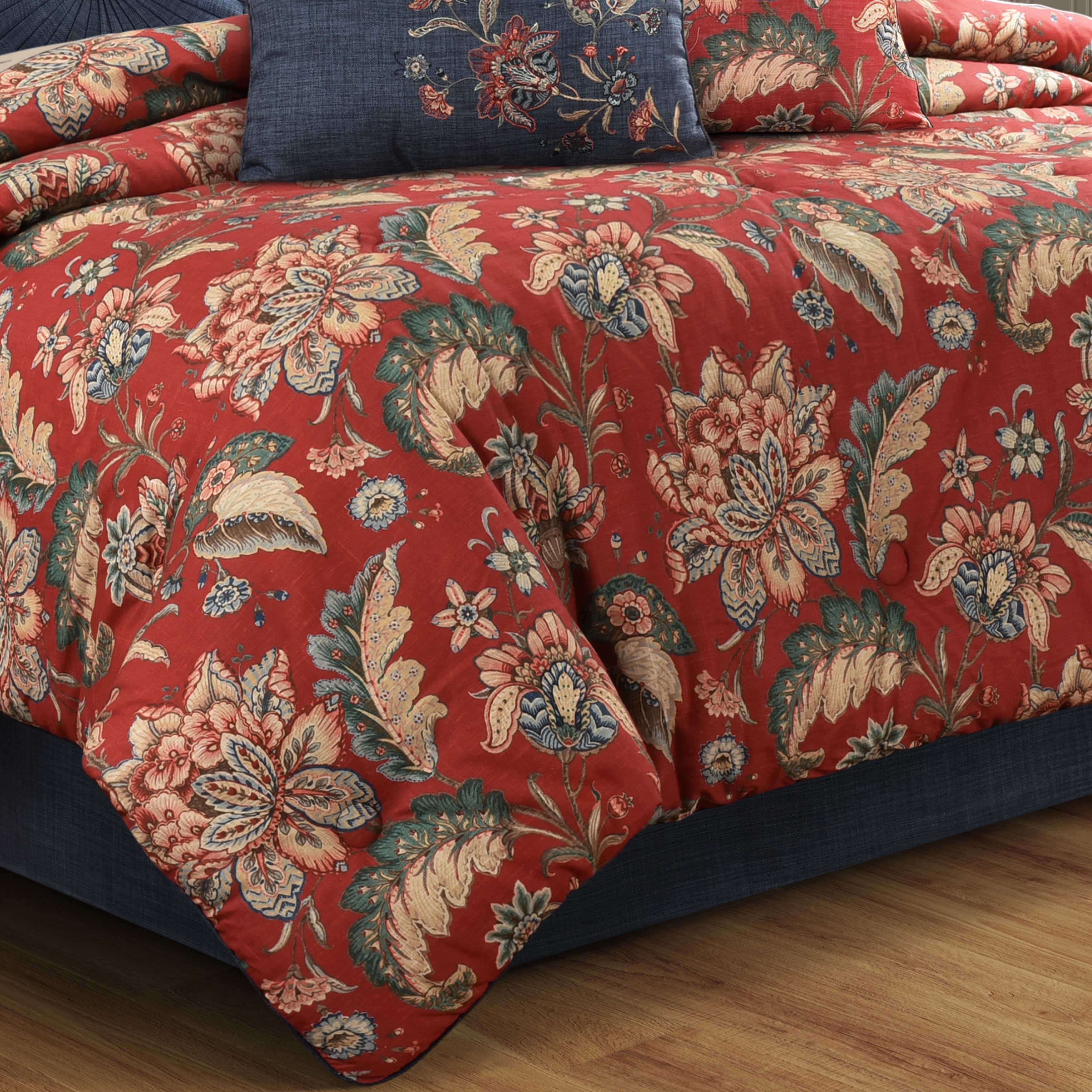 Enchanted Garden Red 4 Piece Comforter Set Comforter Sets By J. Queen New York