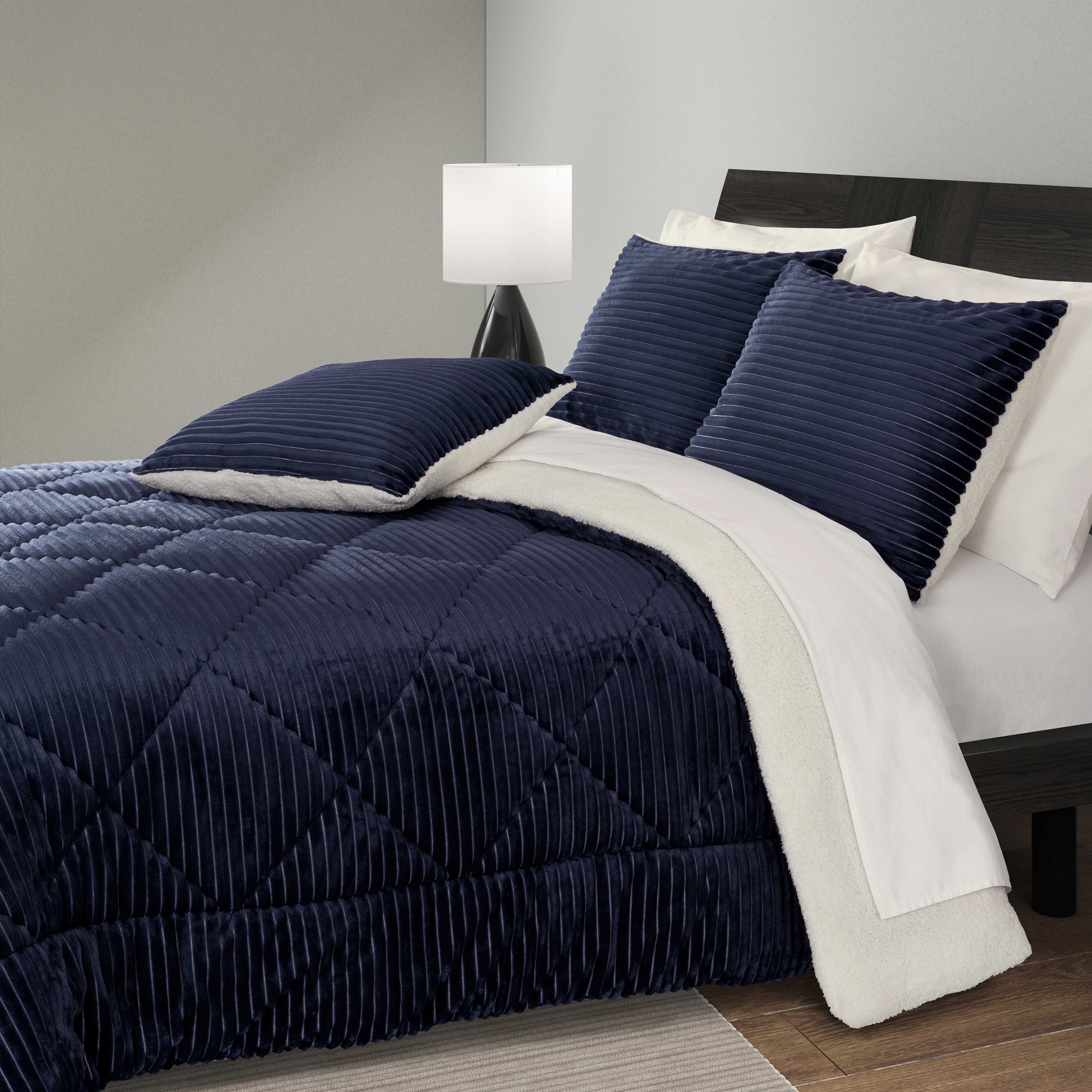 Everett Navy 3 Piece Comforter Set Comforter Sets By J. Queen New York