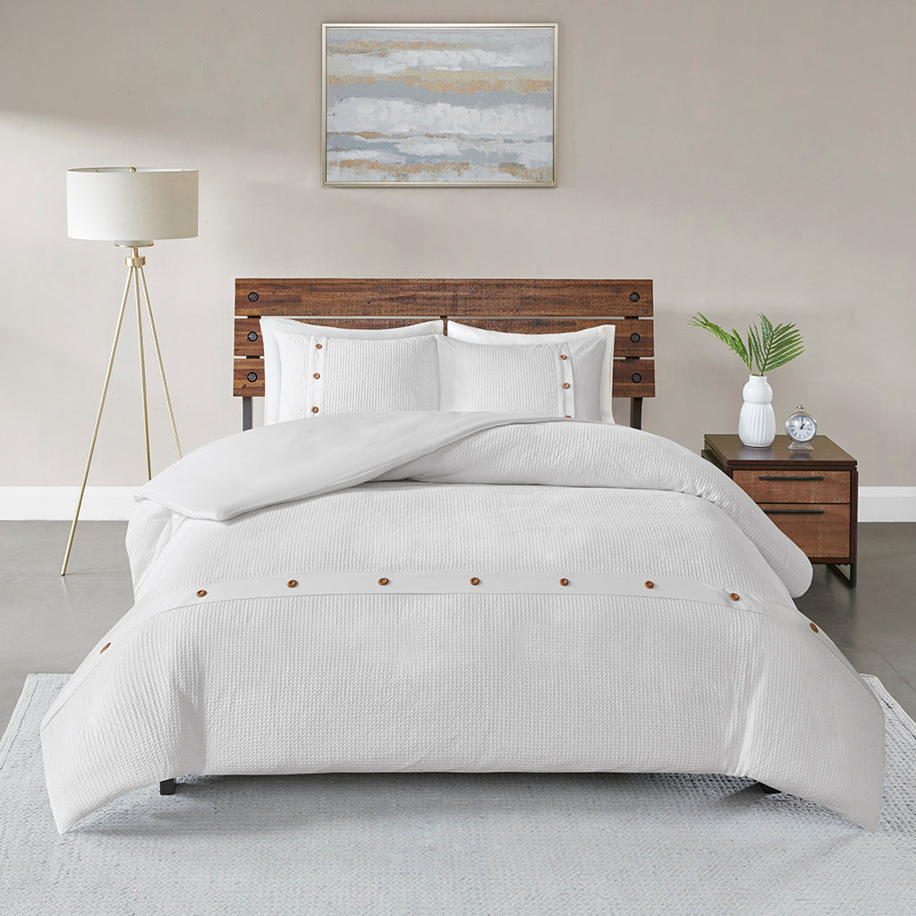 Finley White 3 Piece Duvet Cover Set Duvet Covers By JLA HOME/Olliix (E & E Co., Ltd)