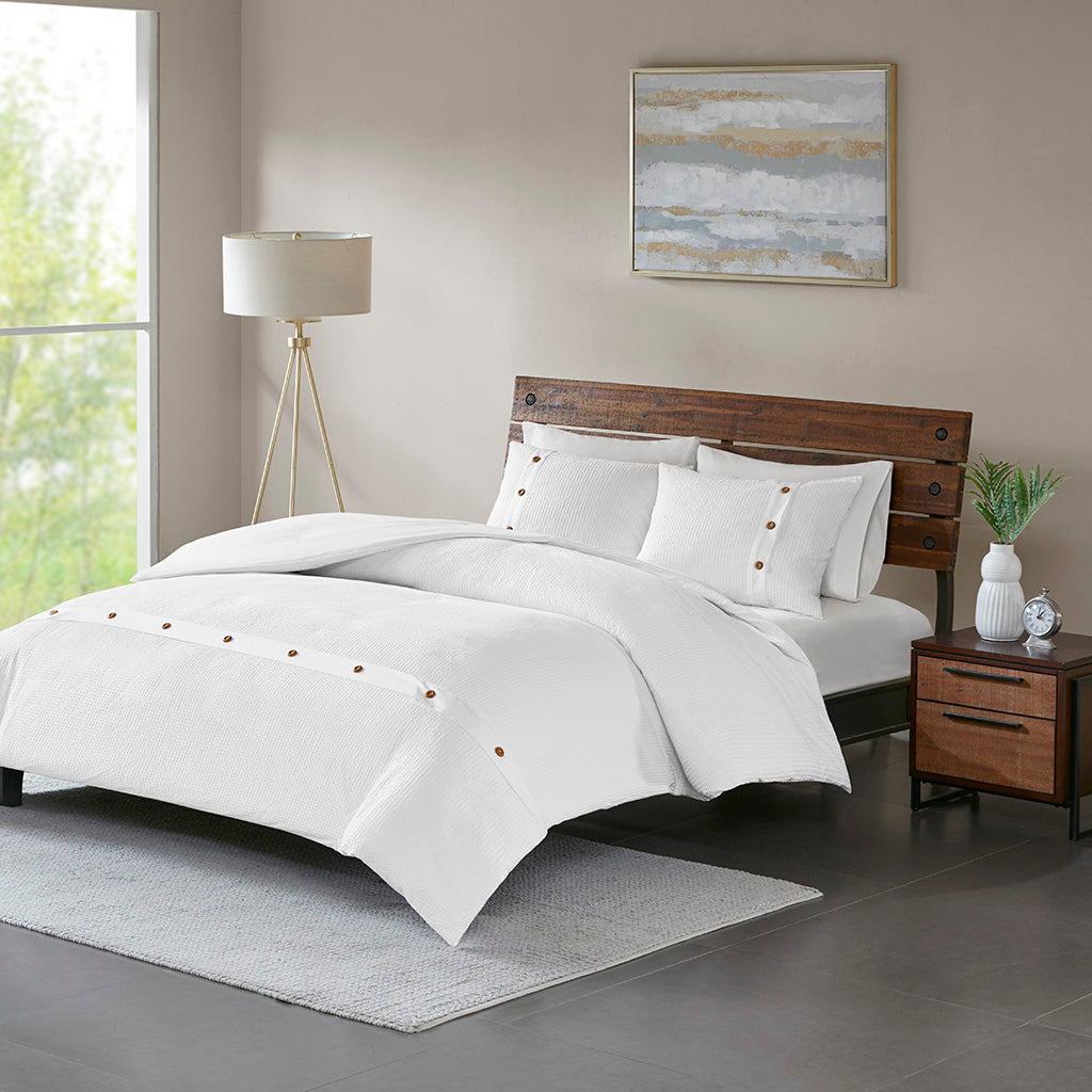 Finley White 3 Piece Duvet Cover Set Duvet Covers By JLA HOME/Olliix (E & E Co., Ltd)