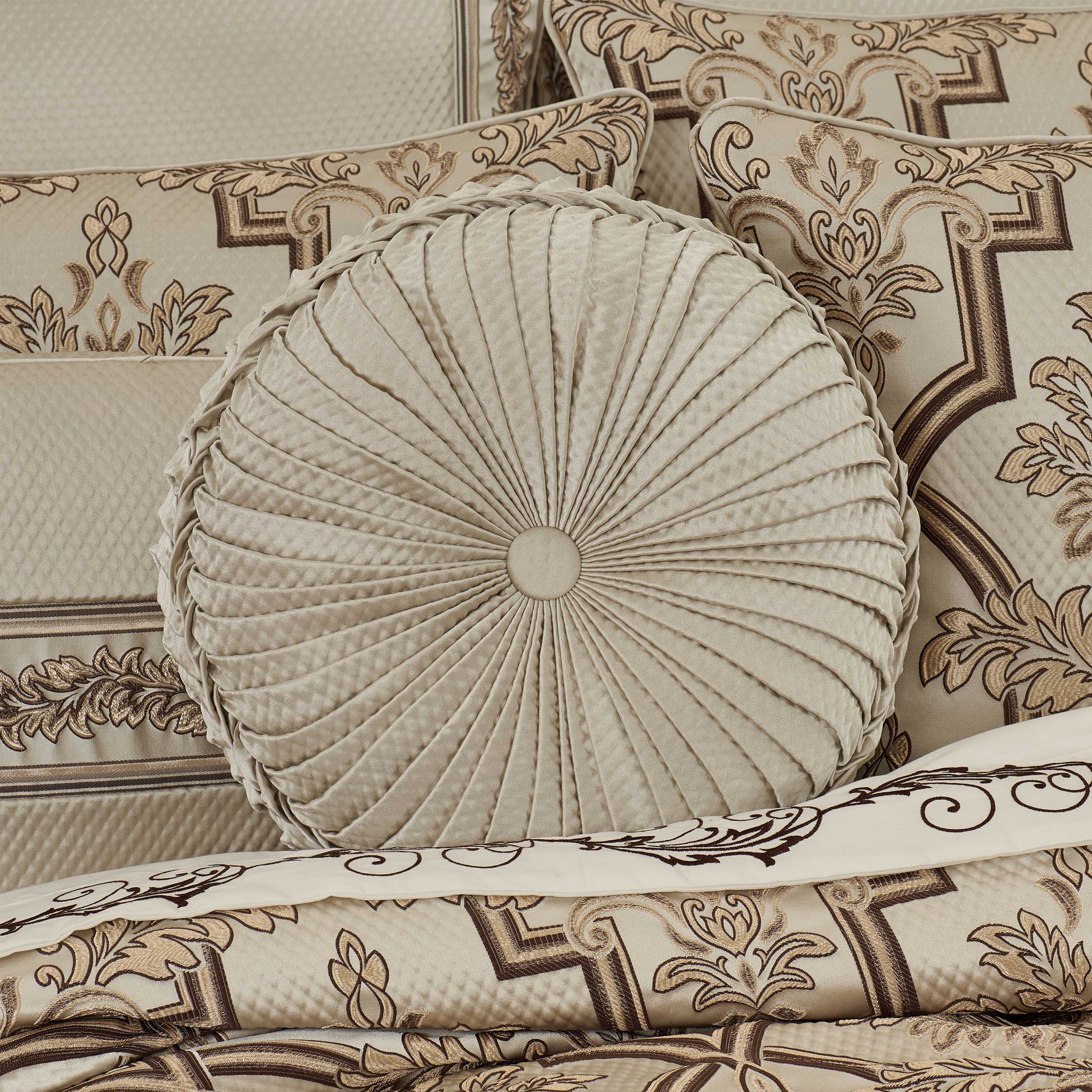 Gold Coast Sand Tufted Round Decorative Throw Pillow 15" x 15" Throw Pillows By J. Queen New York