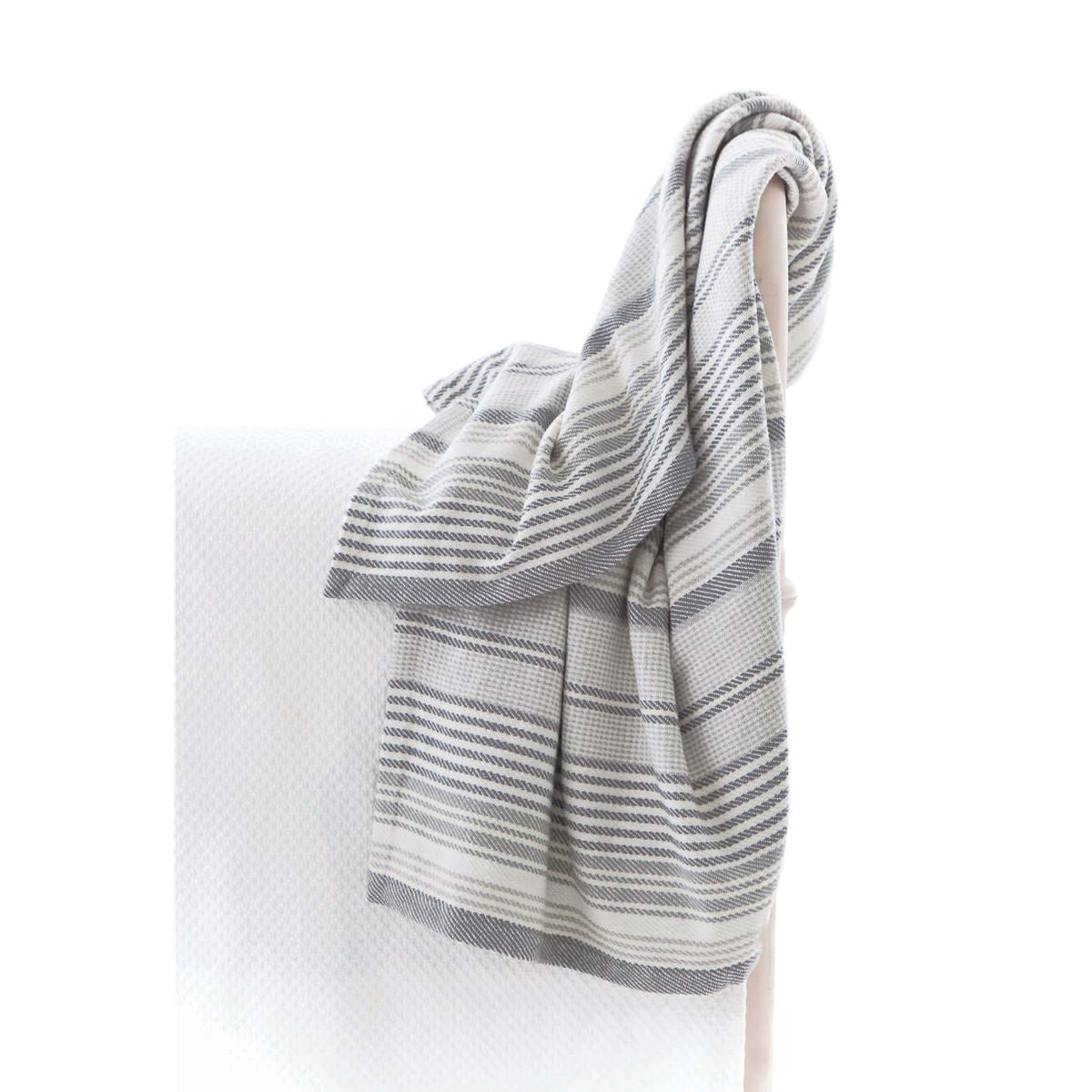 Gradation Ticking Woven Cotton Throw Throws By Annie Selke