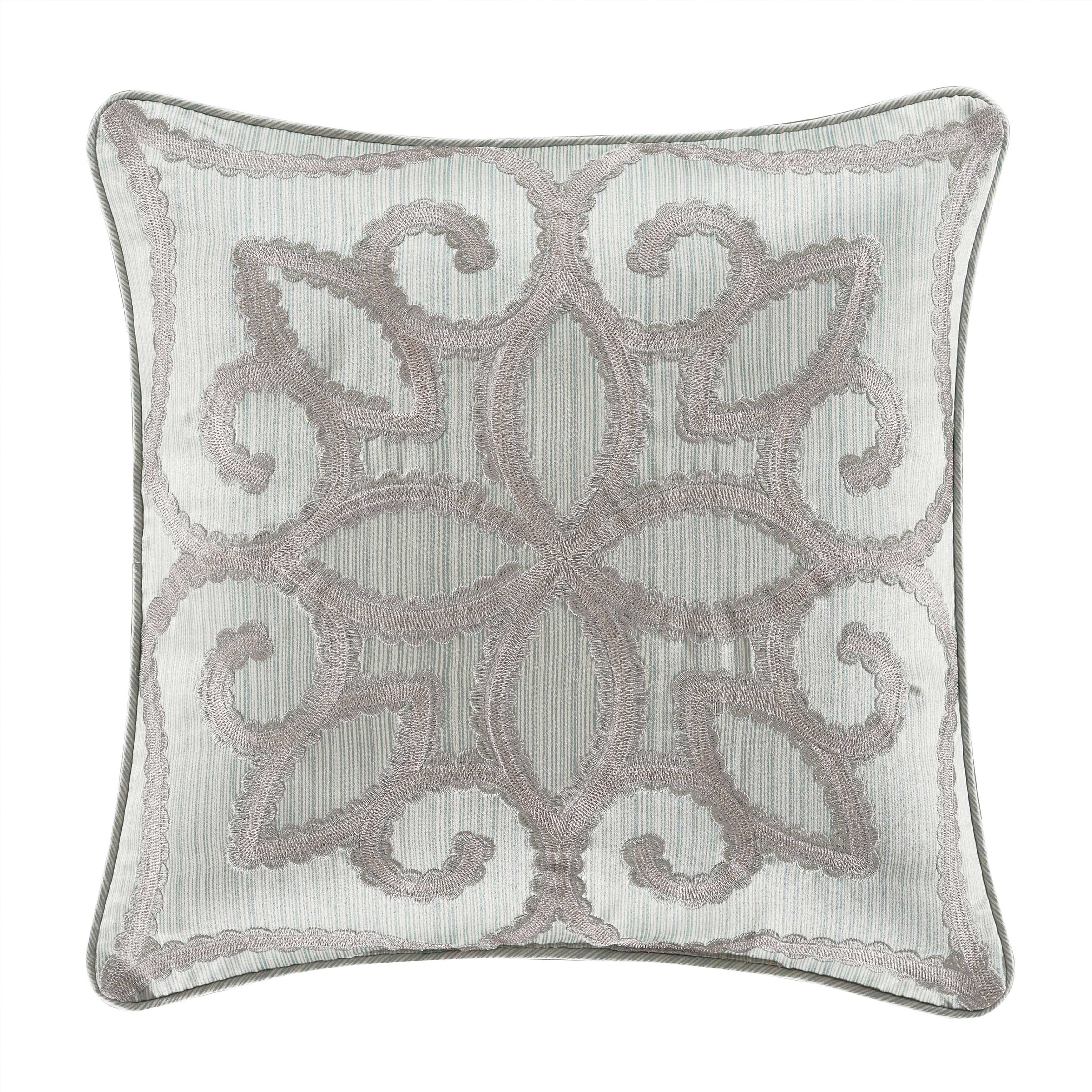 Nouveau SPA Square Embellished Decorative Throw Pillow 18" x 18" By J Queen Throw Pillows By J. Queen New York
