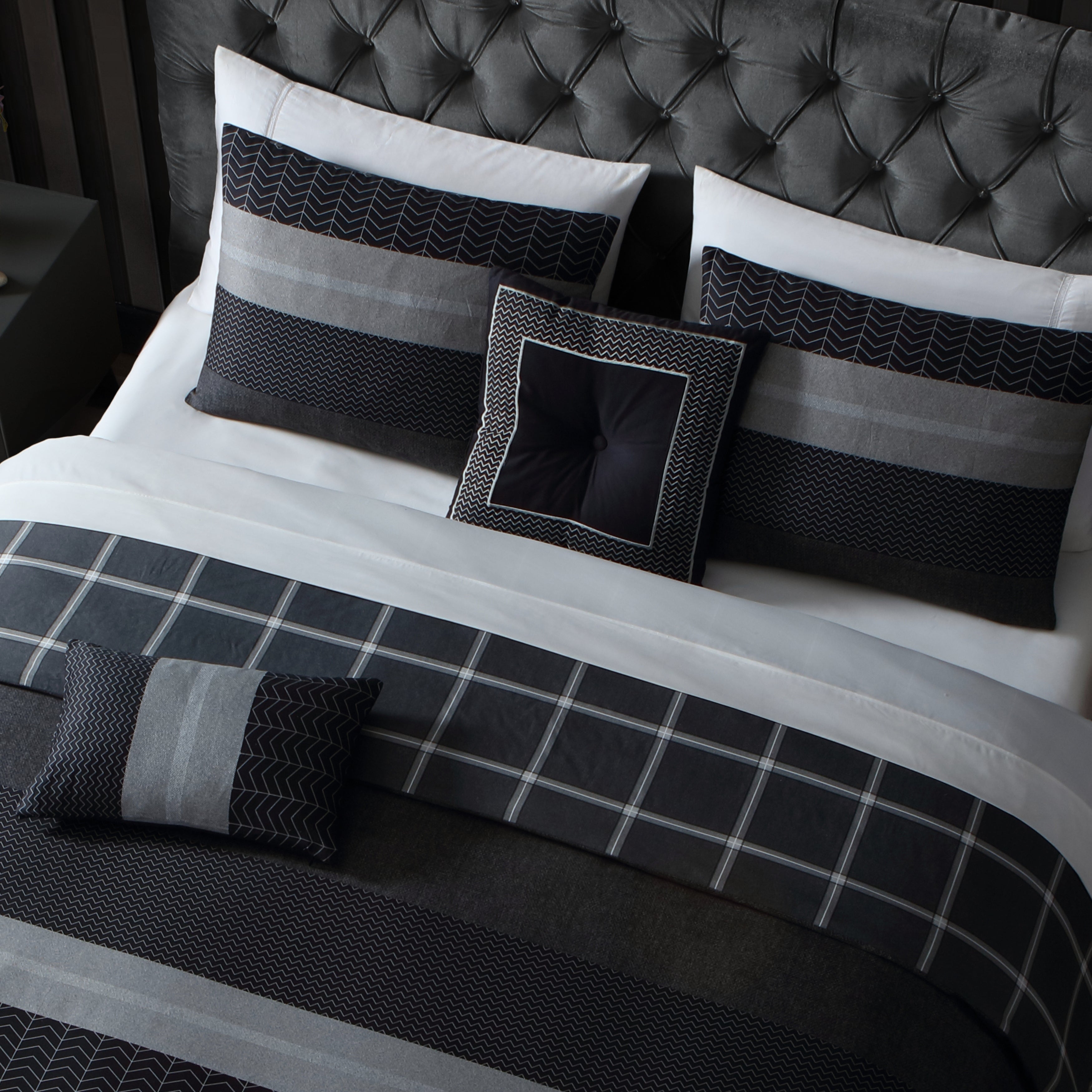 Bebejan Kyle Black King Pillow Sham Set 36"W x 20"L- Final Sale Sham By US Office - Latest-bedding