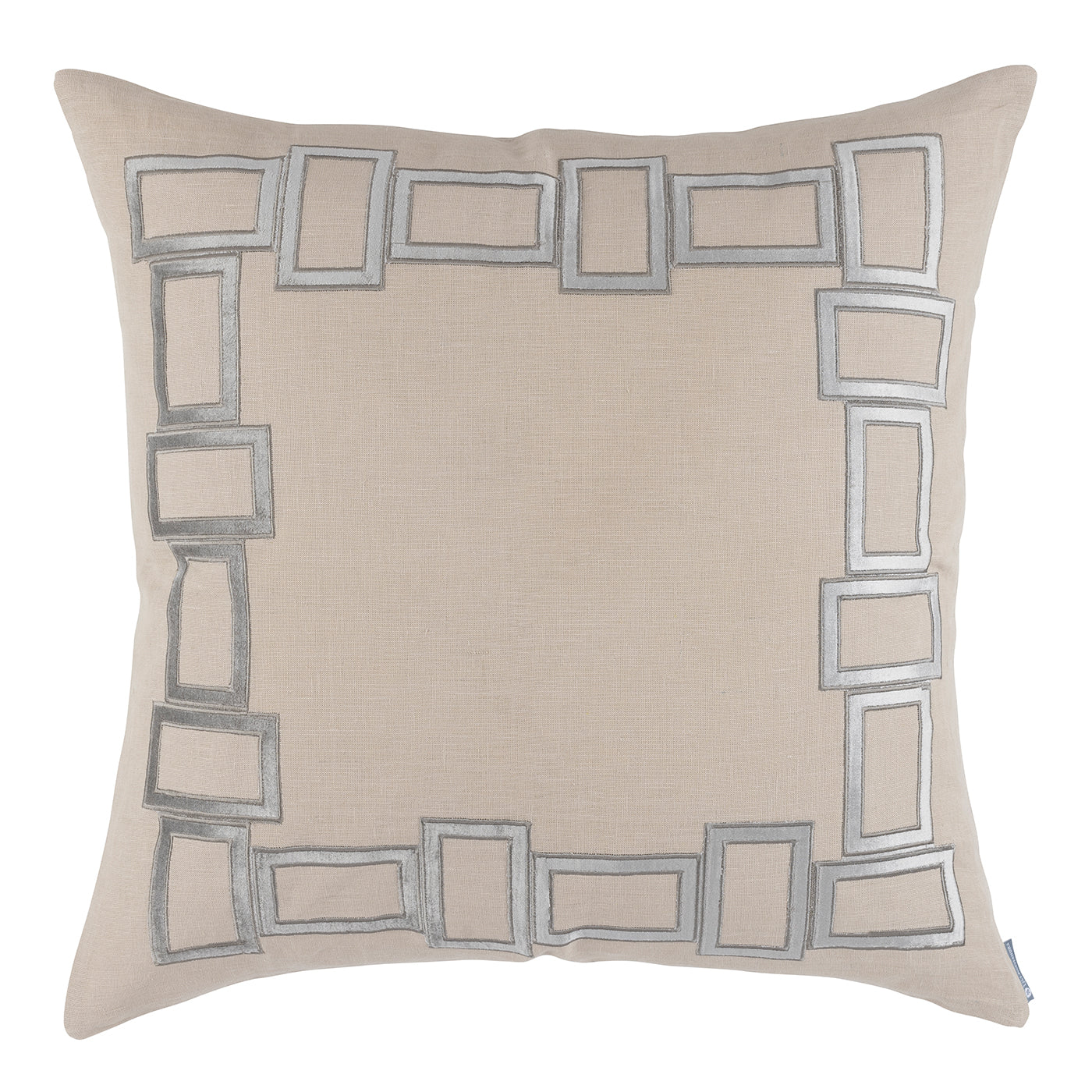 Peru Dark Sand/Platinum Euro Border Decorative Throw Pillow 28" x 28" Throw Pillows By Lili Alessandra