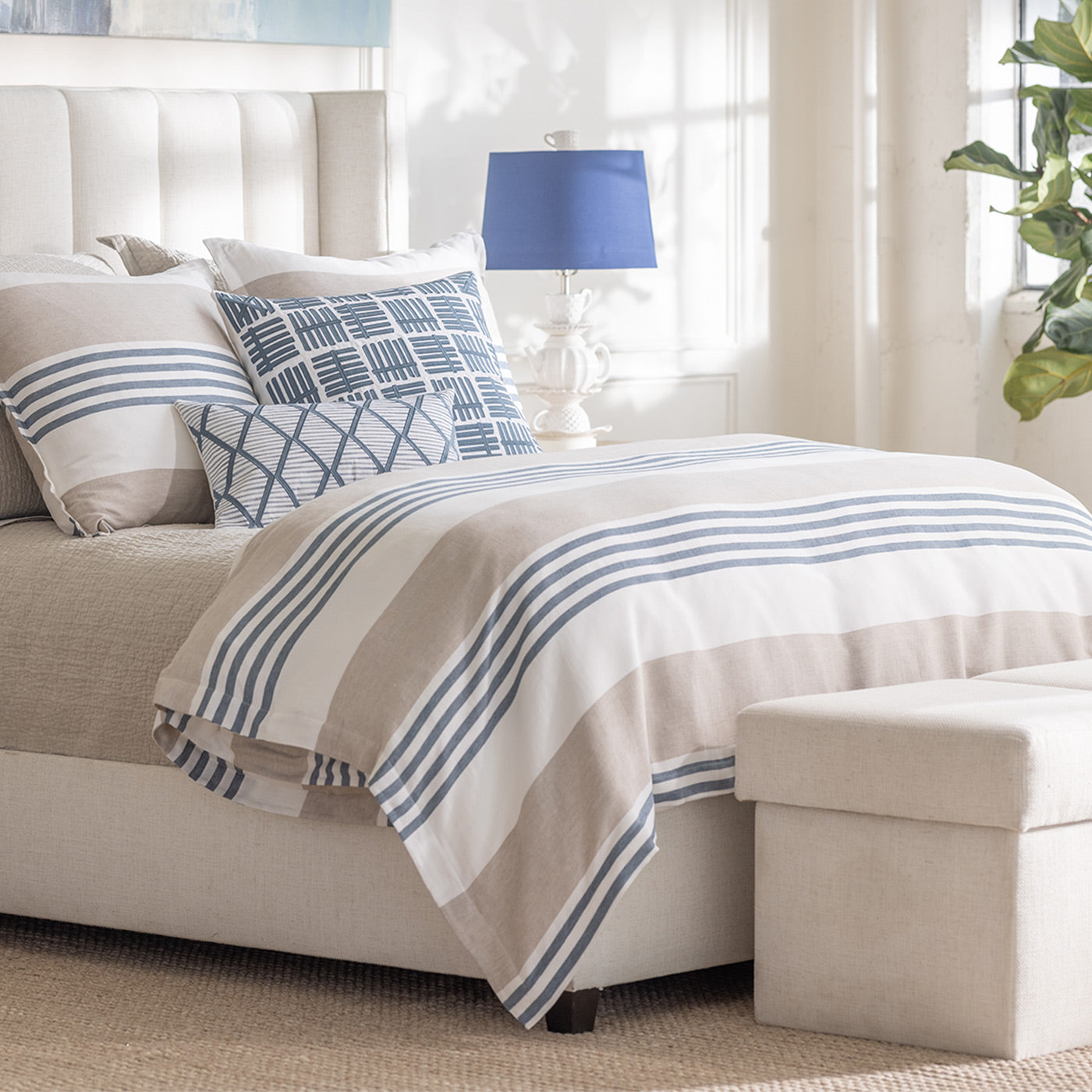 Newport White Natural Blue Duvet Cover Duvet Covers By Lili Alessandra